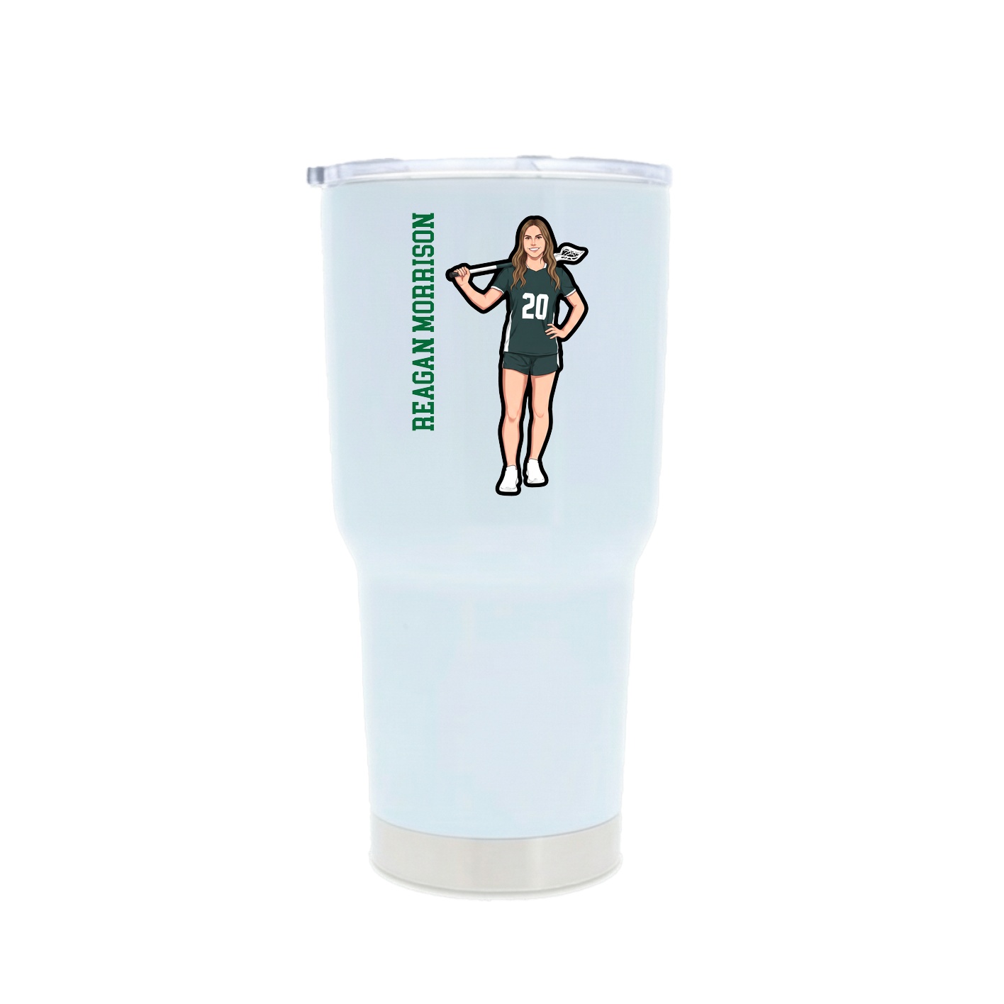 30oz Stainless Steel Tumbler — Name Vertical in White