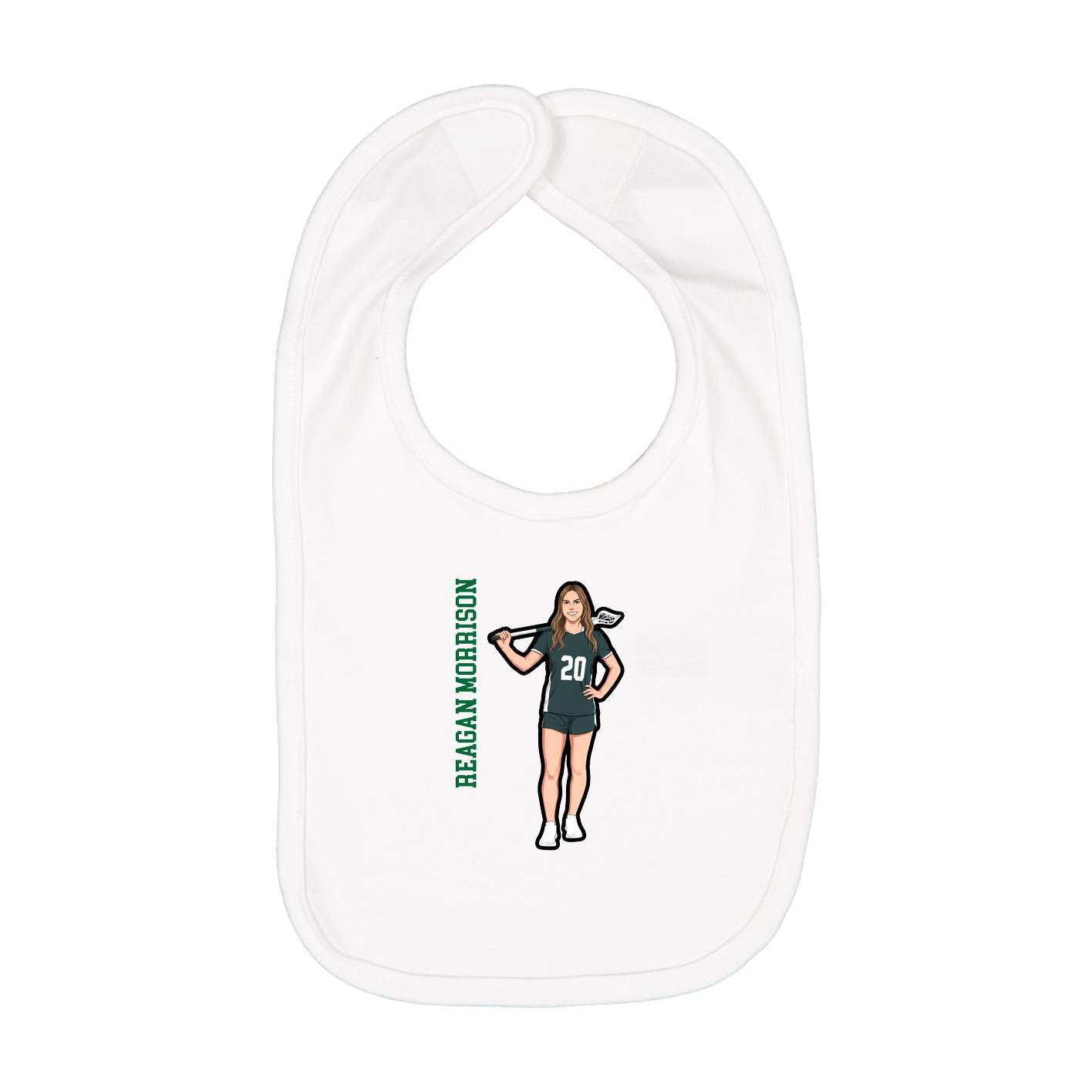 Infant Bib — Name Vertical in White