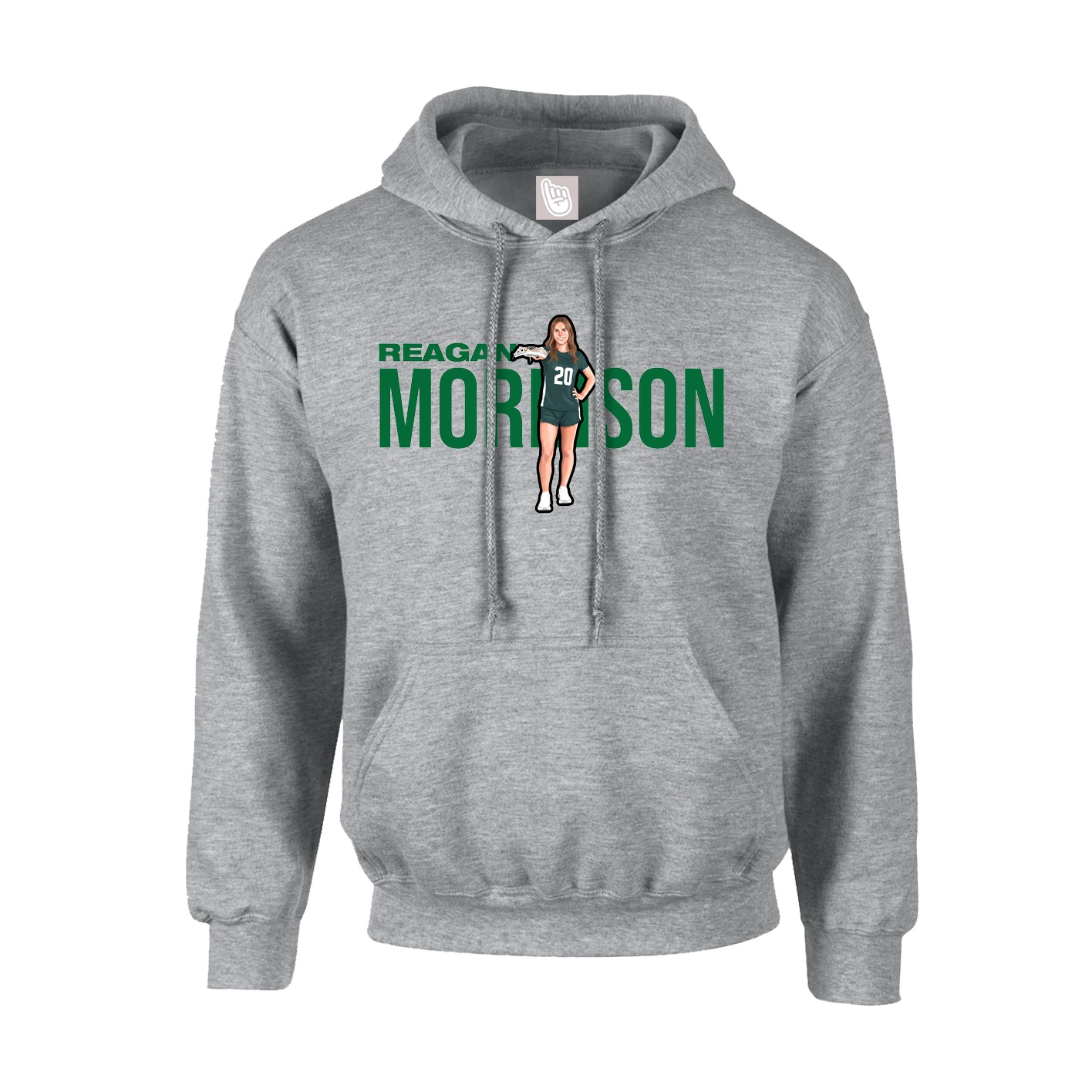 Hoodie — Player Name in Grey