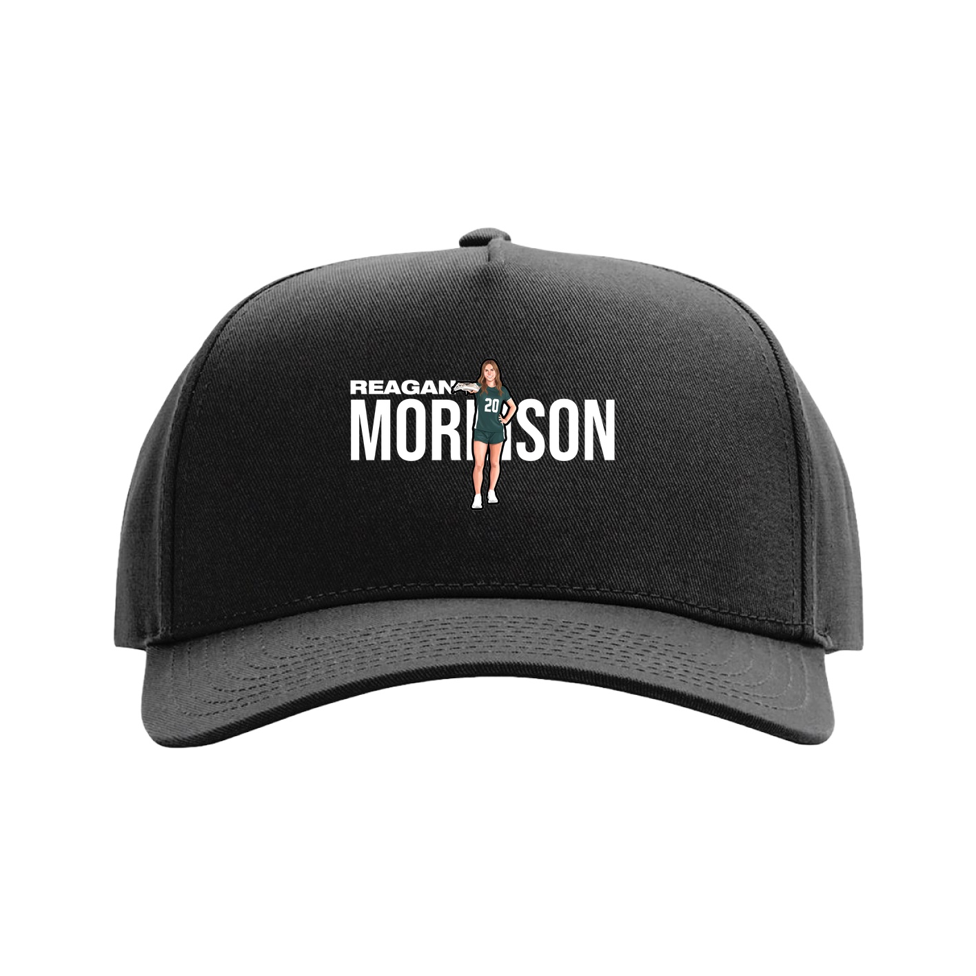 Full Fabric Five-Panel Champ Cap — Player Name in Black