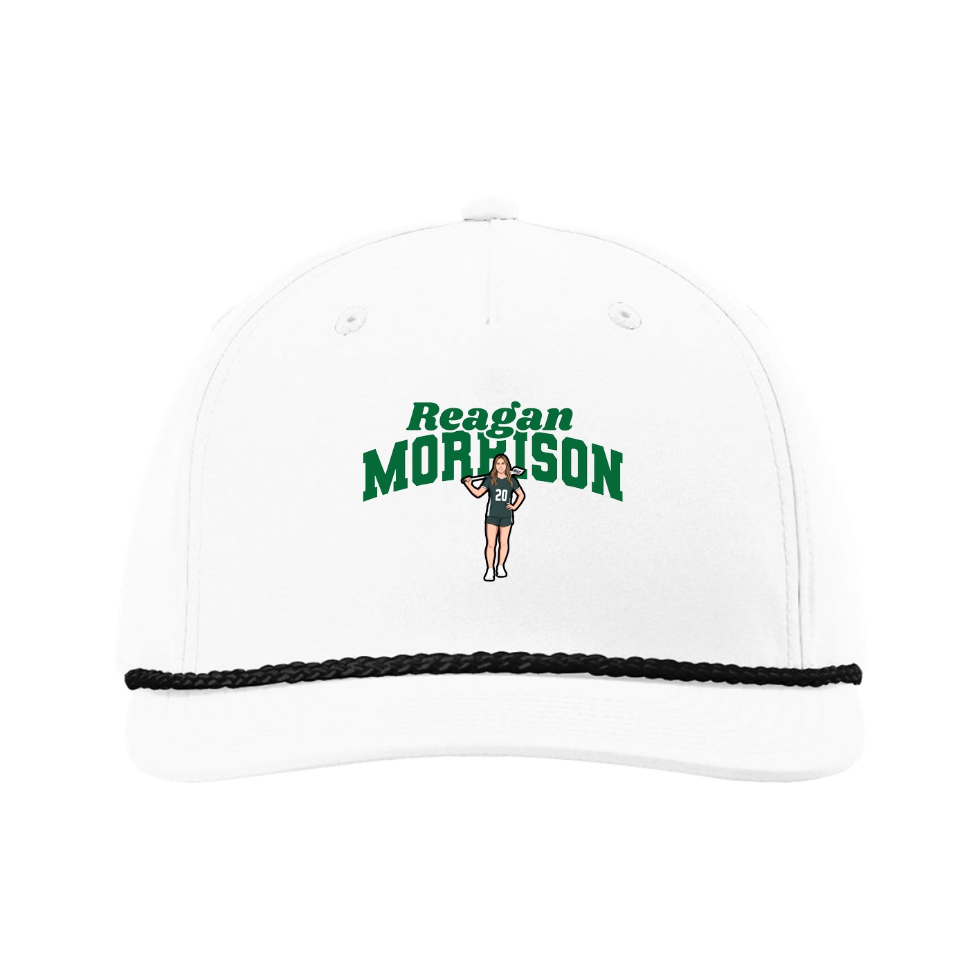 Five-Panel Classic Rope Cap — Signature Arch in White