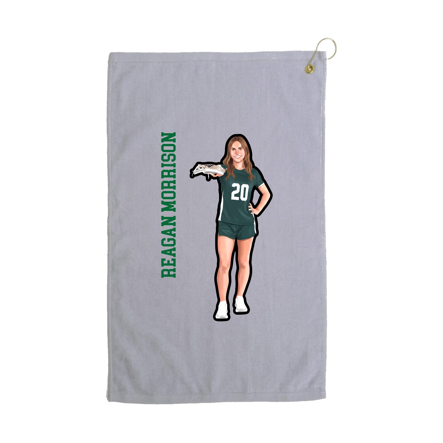 Golf Towel — Name Vertical in Grey