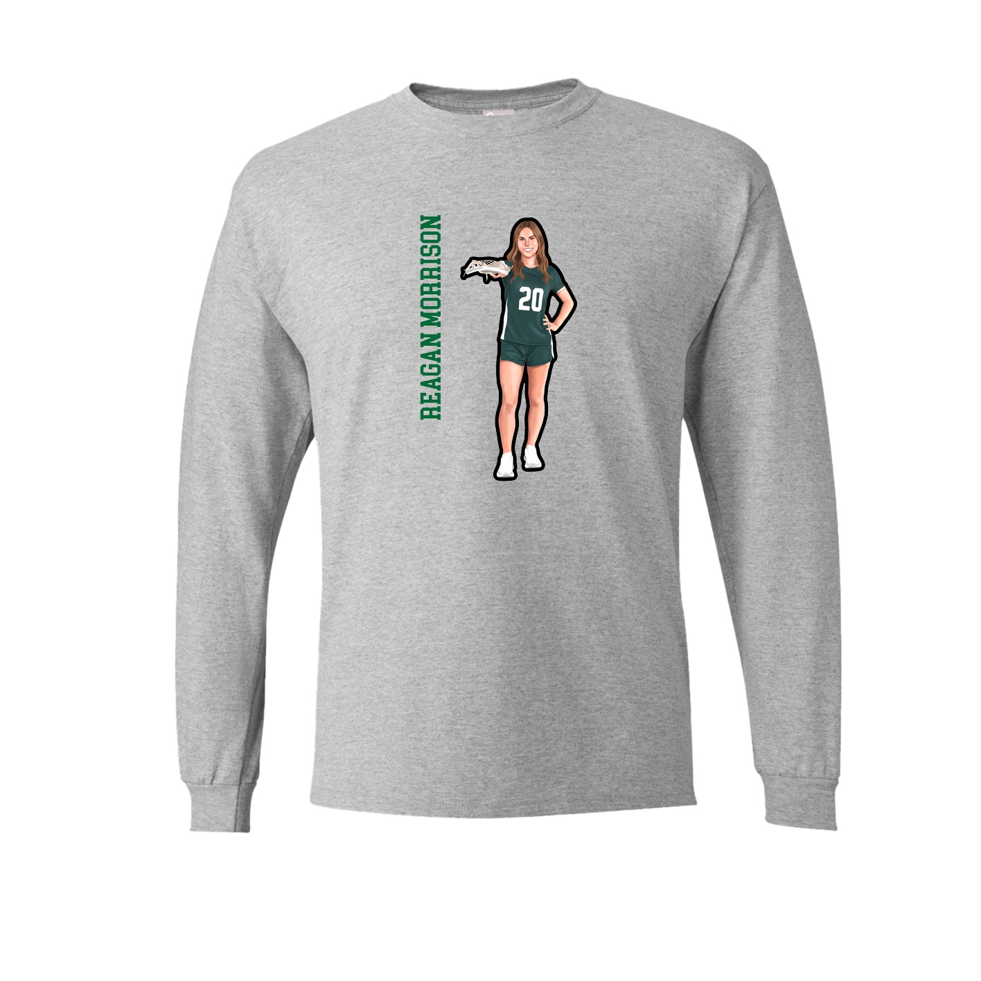 Long Sleeve Tee — Name Vertical in Grey