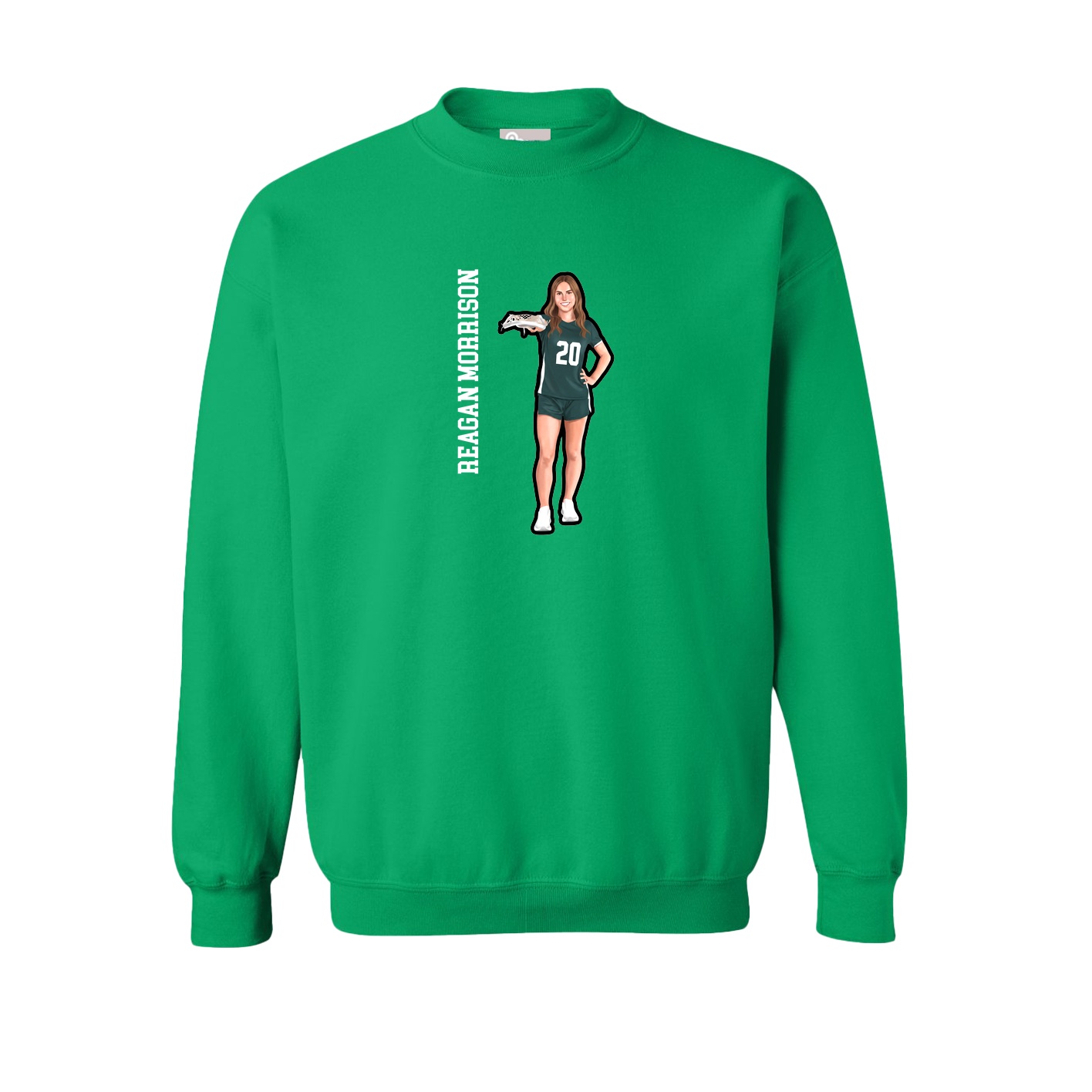 Fleece Crew — Name Vertical in Green