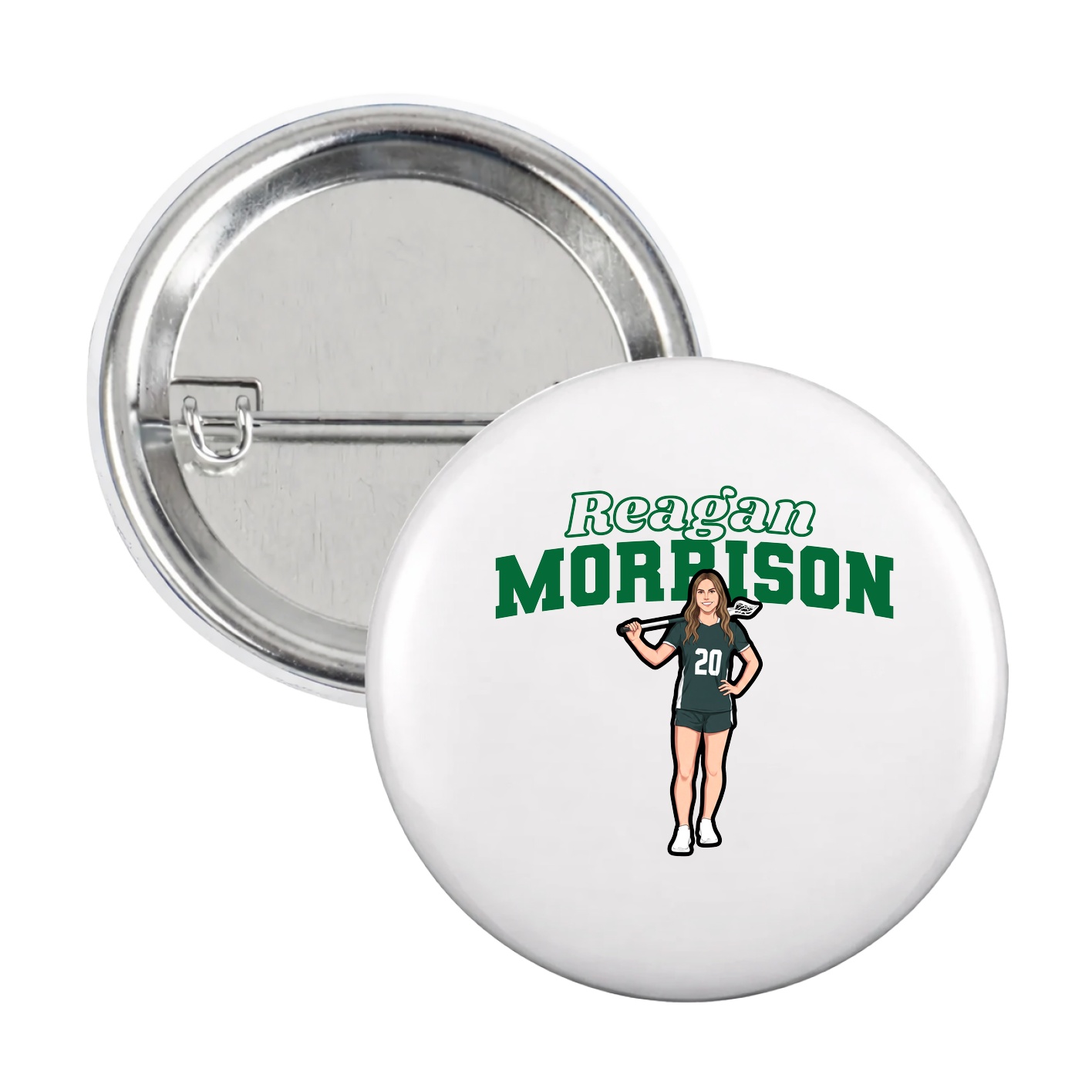 Game Day Button — Name Arch in White