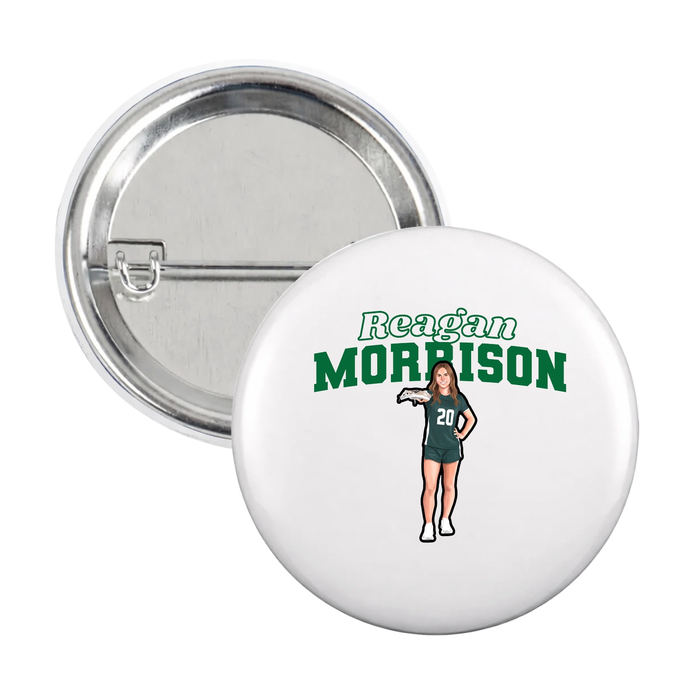 Game Day Button — Name Arch in White