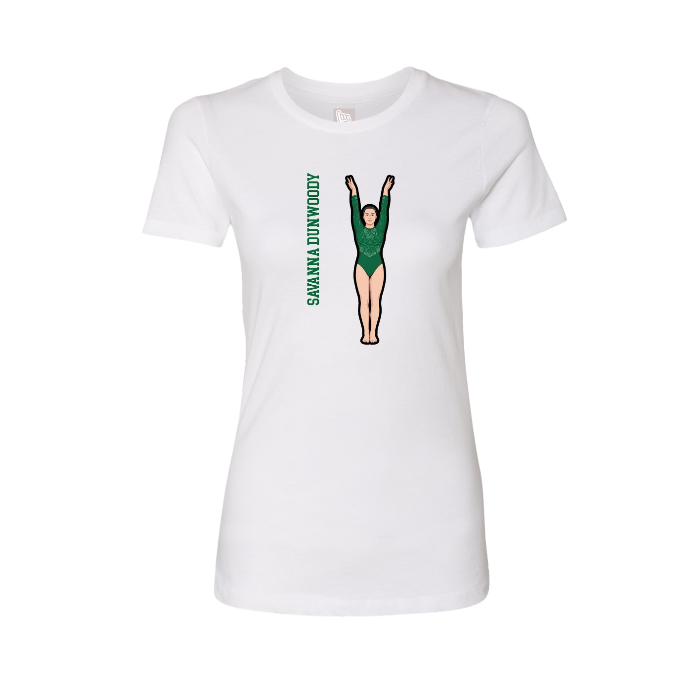 Fitted Women's Tee — Name Vertical in White