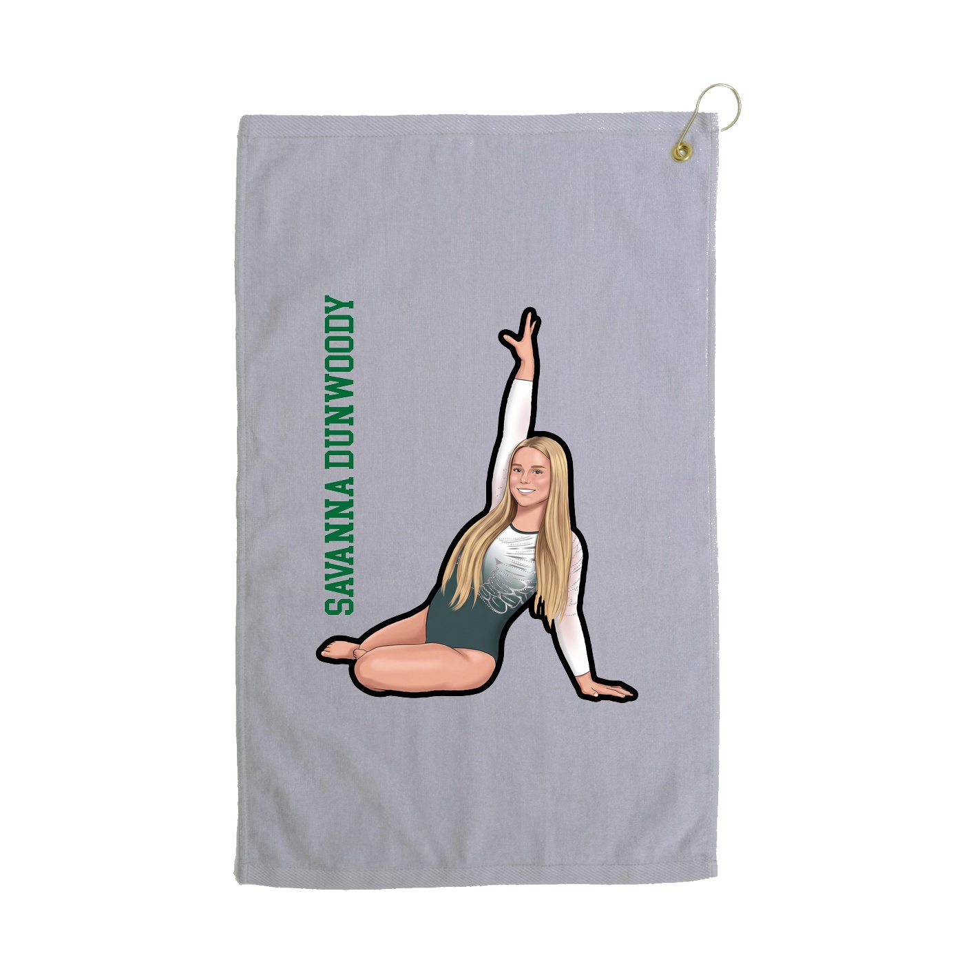 Golf Towel — Name Vertical in Grey