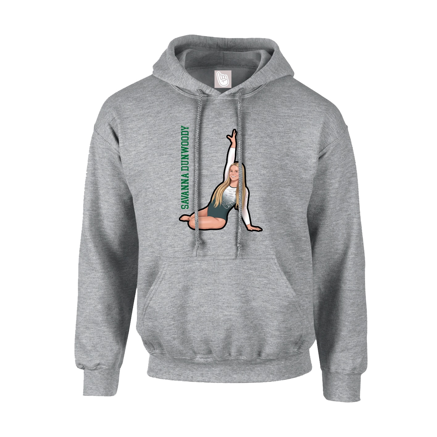 Youth Hoodie — Name Vertical in Grey