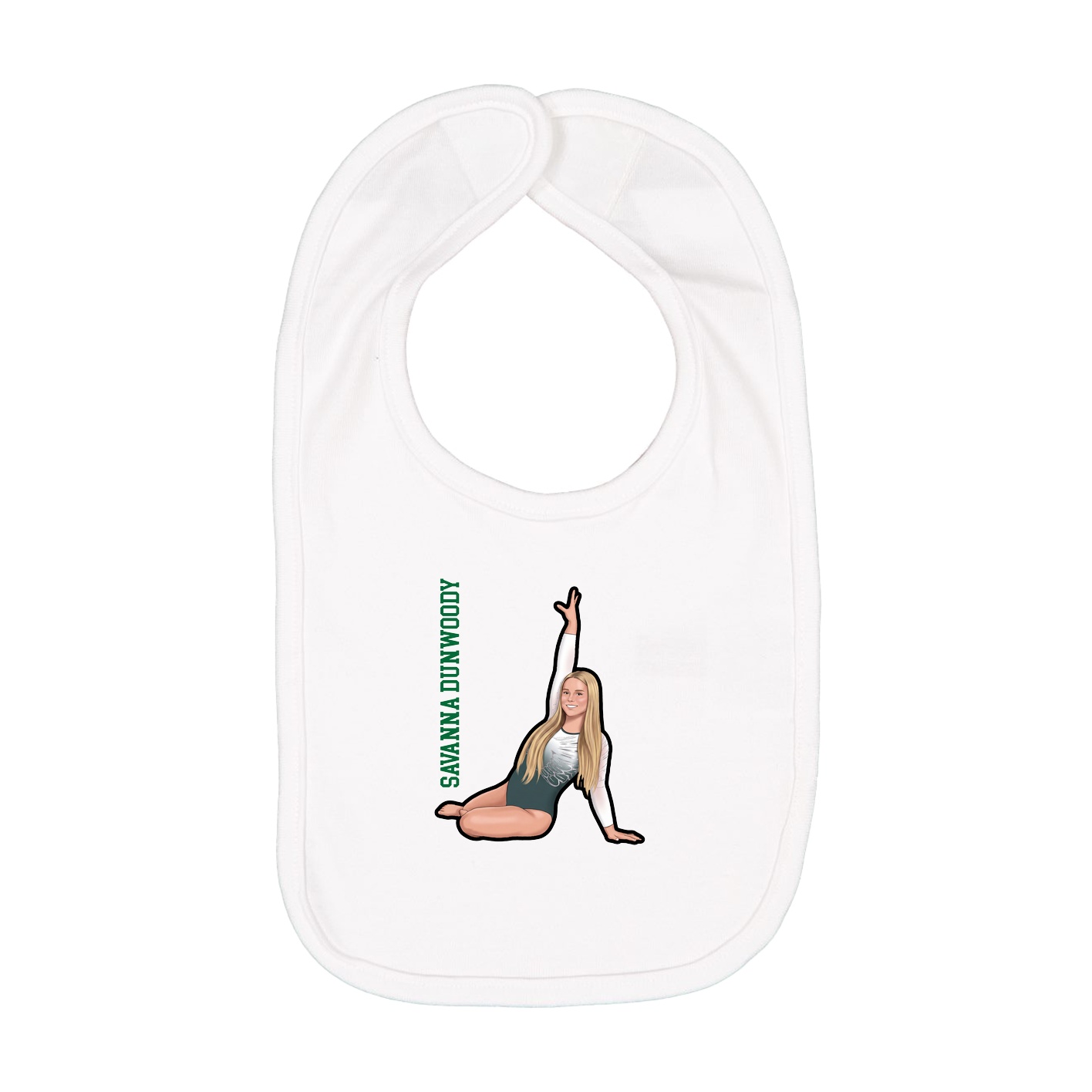 Infant Bib — Name Vertical in White