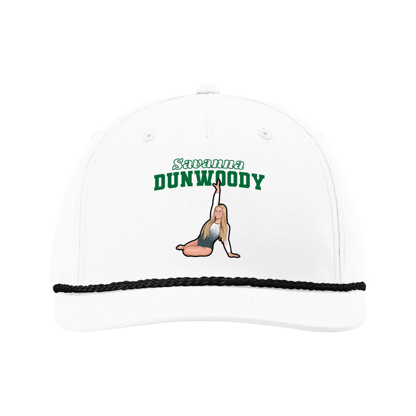 Five-Panel Classic Rope Cap — Name Arch in White