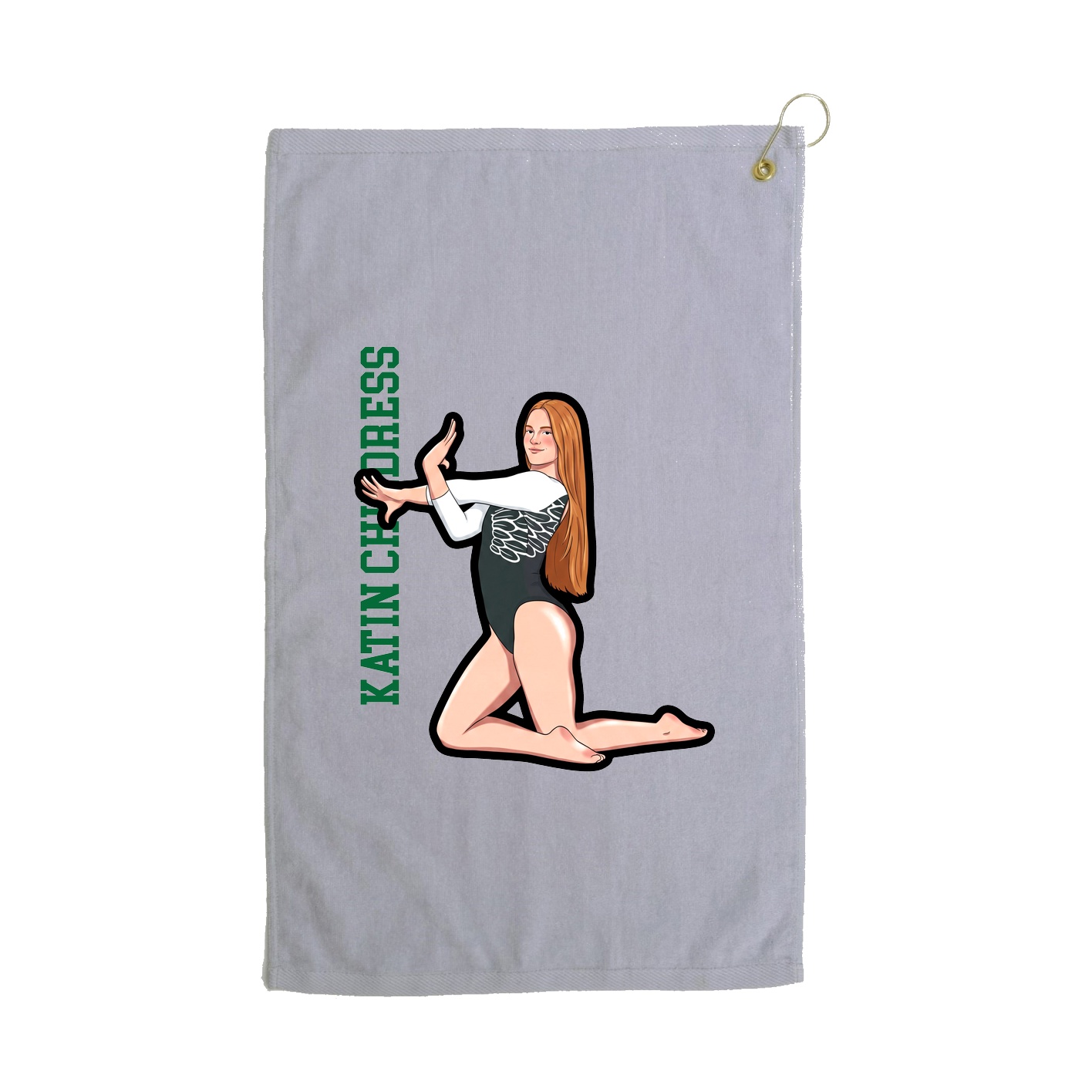 Golf Towel — Name Vertical in Grey