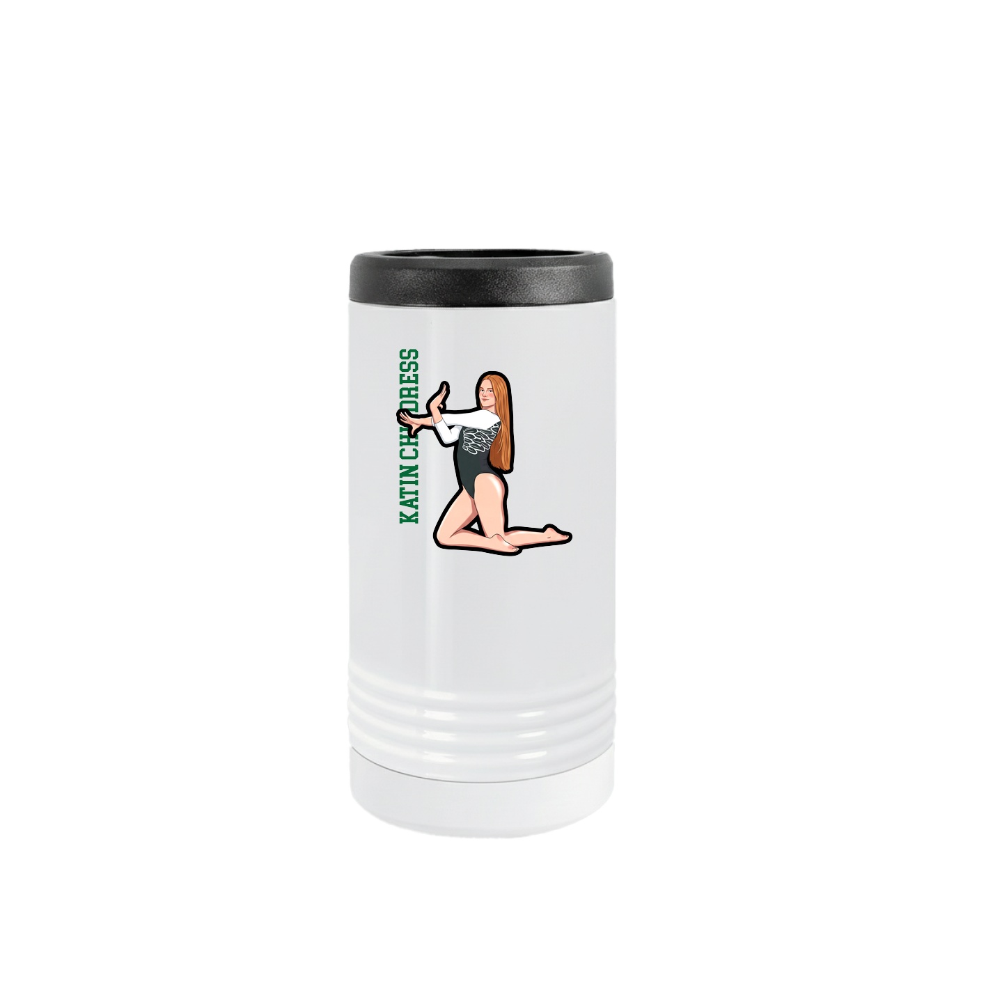 Slim Beverage Holder — Name Vertical in White
