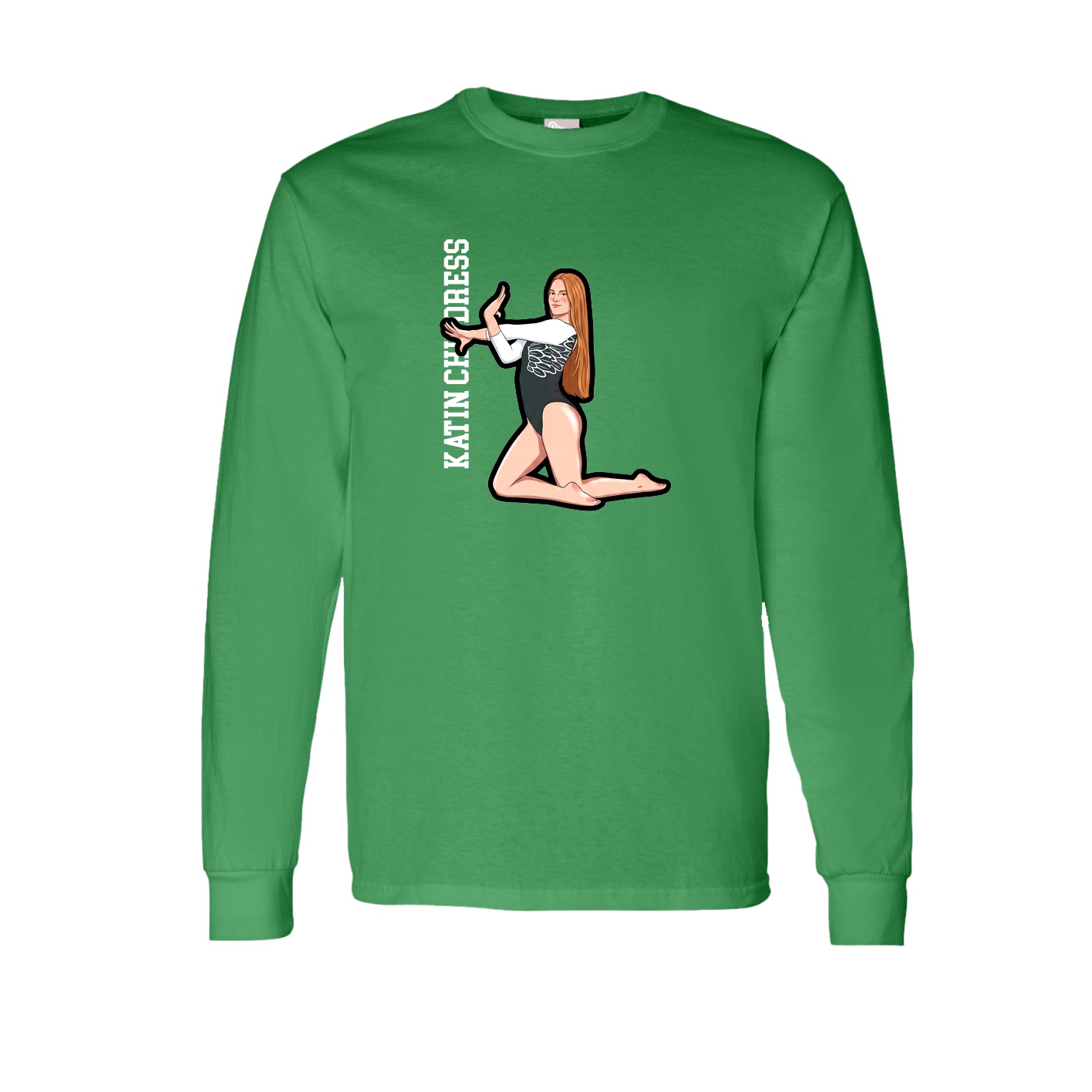 Long Sleeve Tee — Name Vertical in Green