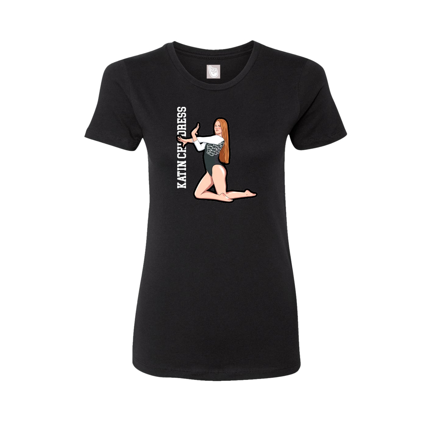 Fitted Women's Tee — Name Vertical in Black