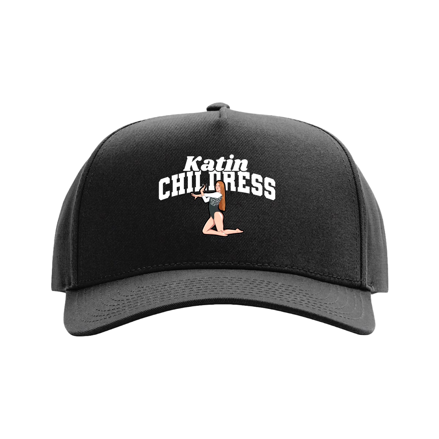 Full Fabric Five-Panel Champ Cap — Signature Arch in Black