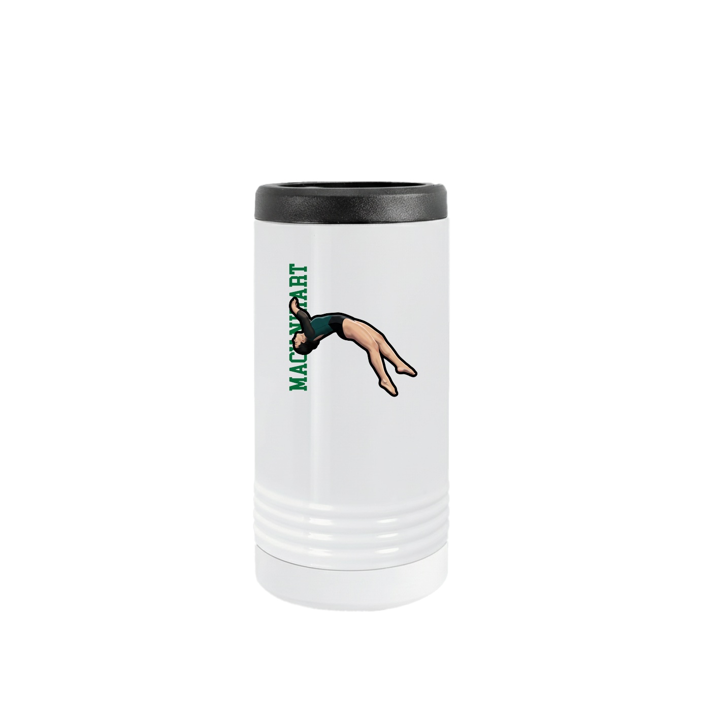 Slim Beverage Holder — Name Vertical in White