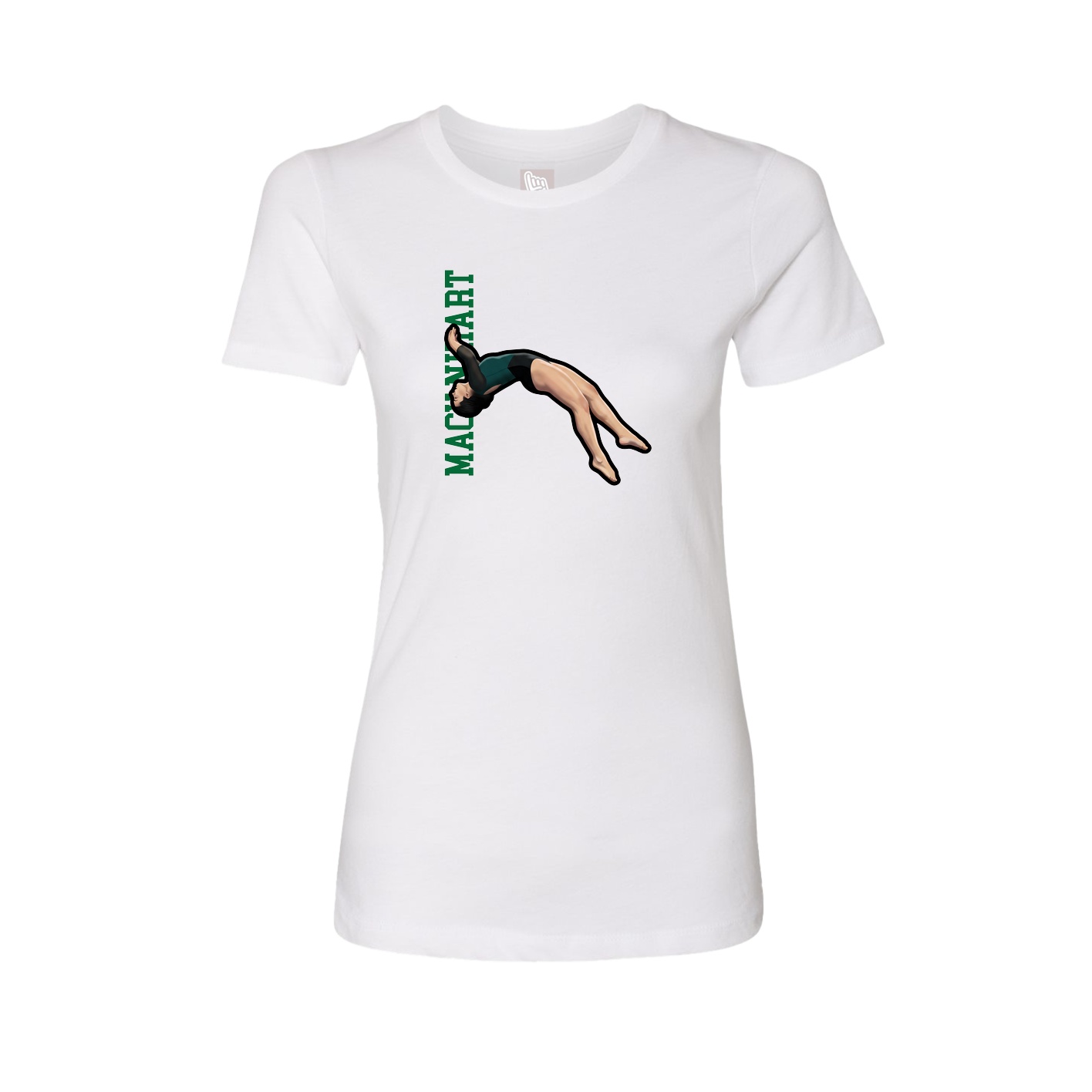 Fitted Women's Tee — Name Vertical in White