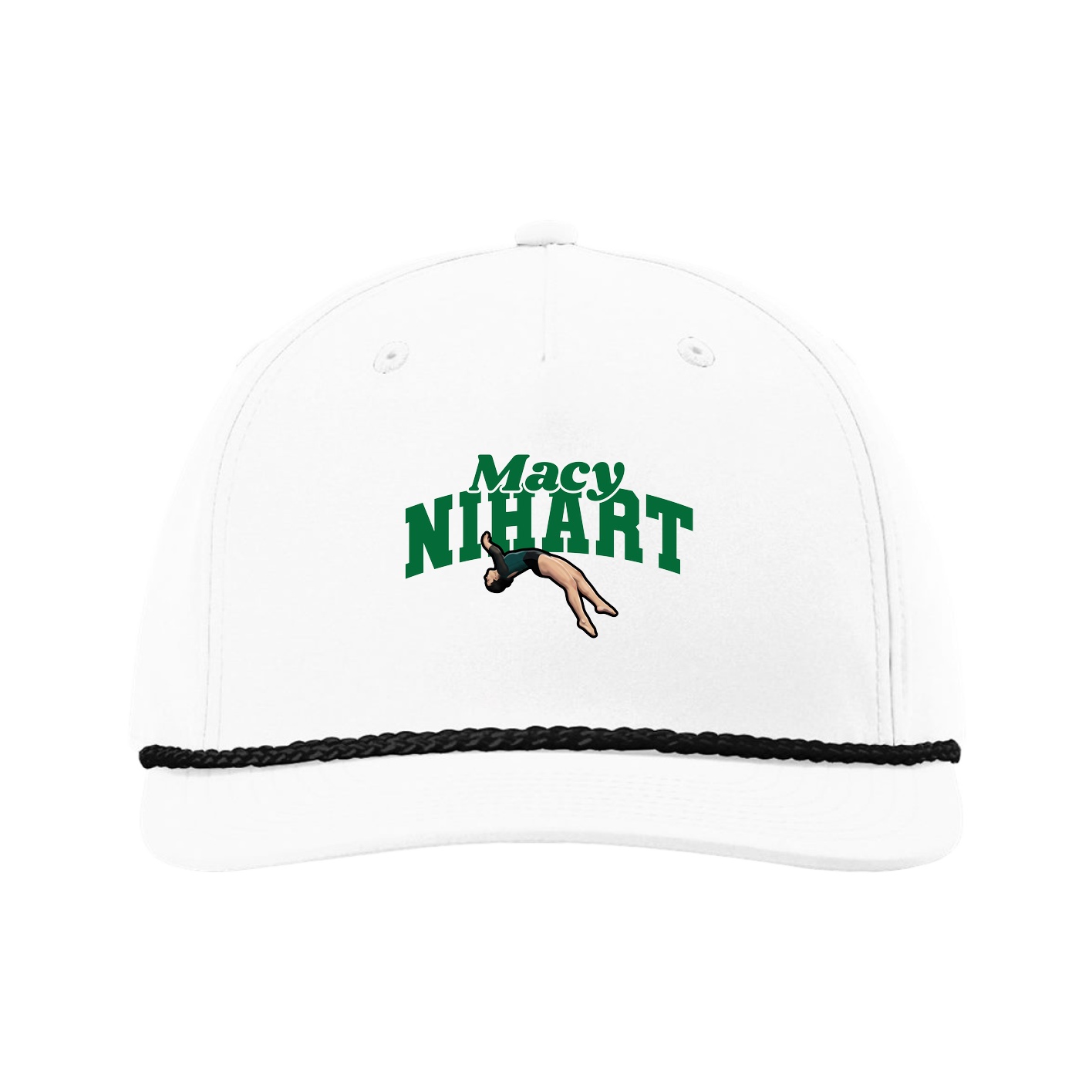 Five-Panel Classic Rope Cap — Signature Arch in White