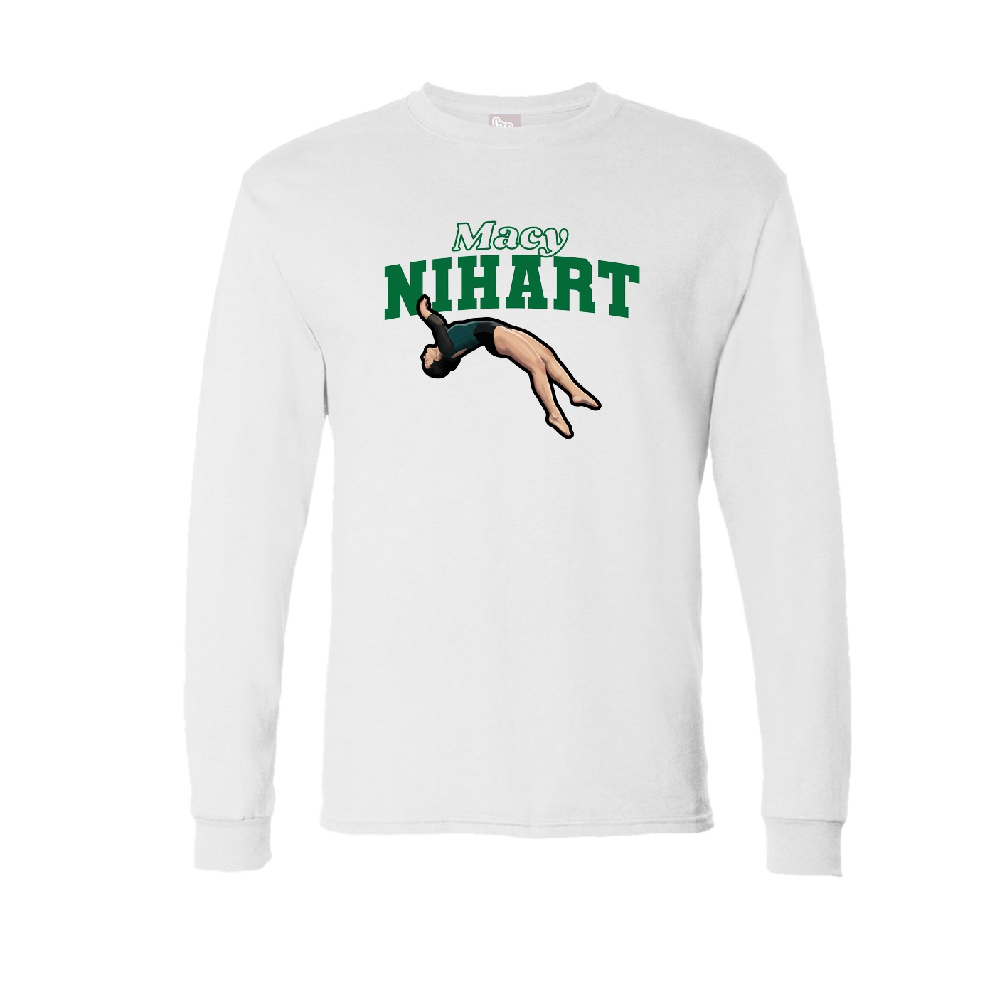 Long Sleeve Tee — Name Arch in White