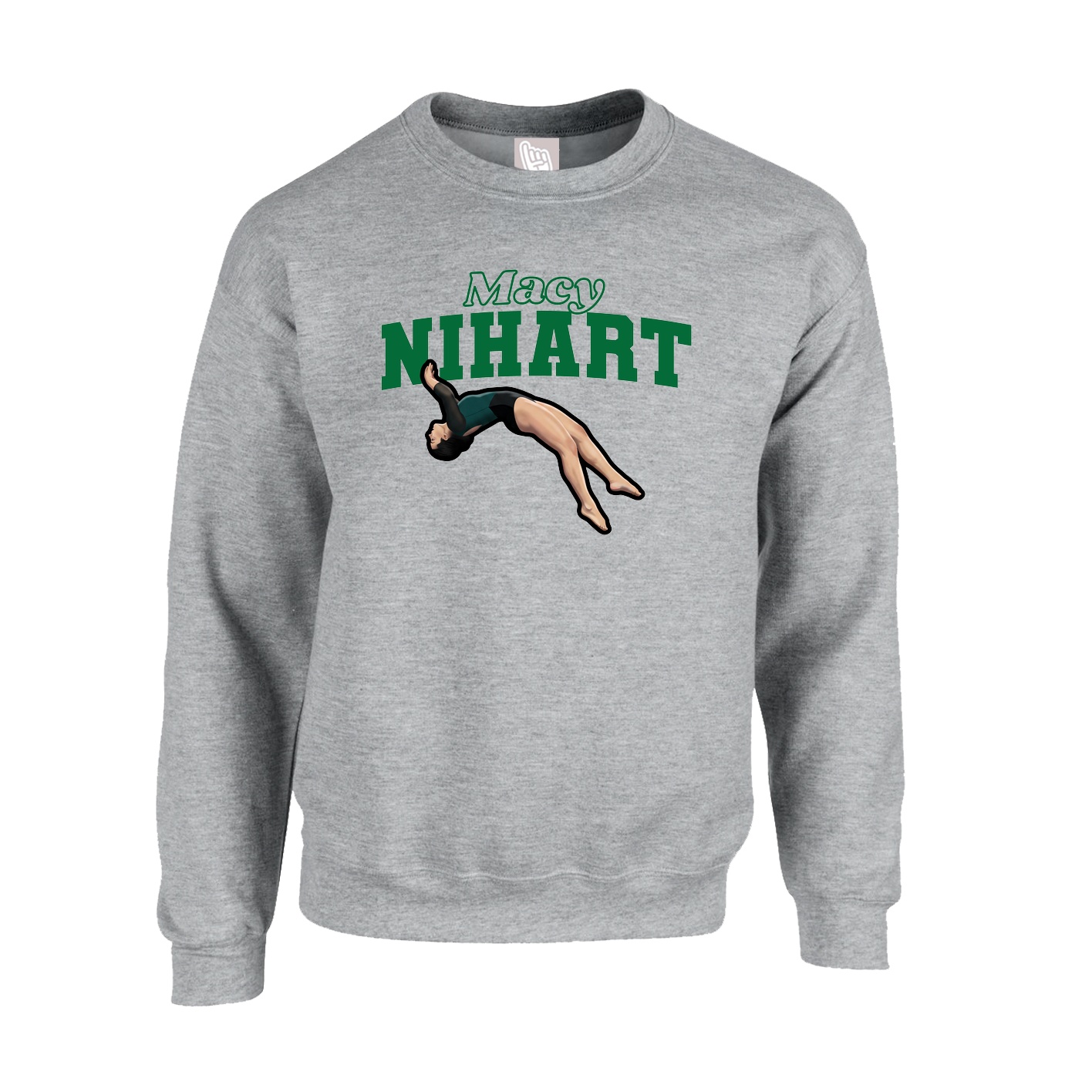Fleece Crew — Name Arch in Grey