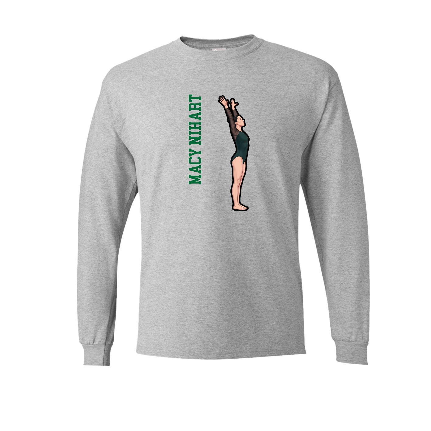 Long Sleeve Tee — Name Vertical in Grey