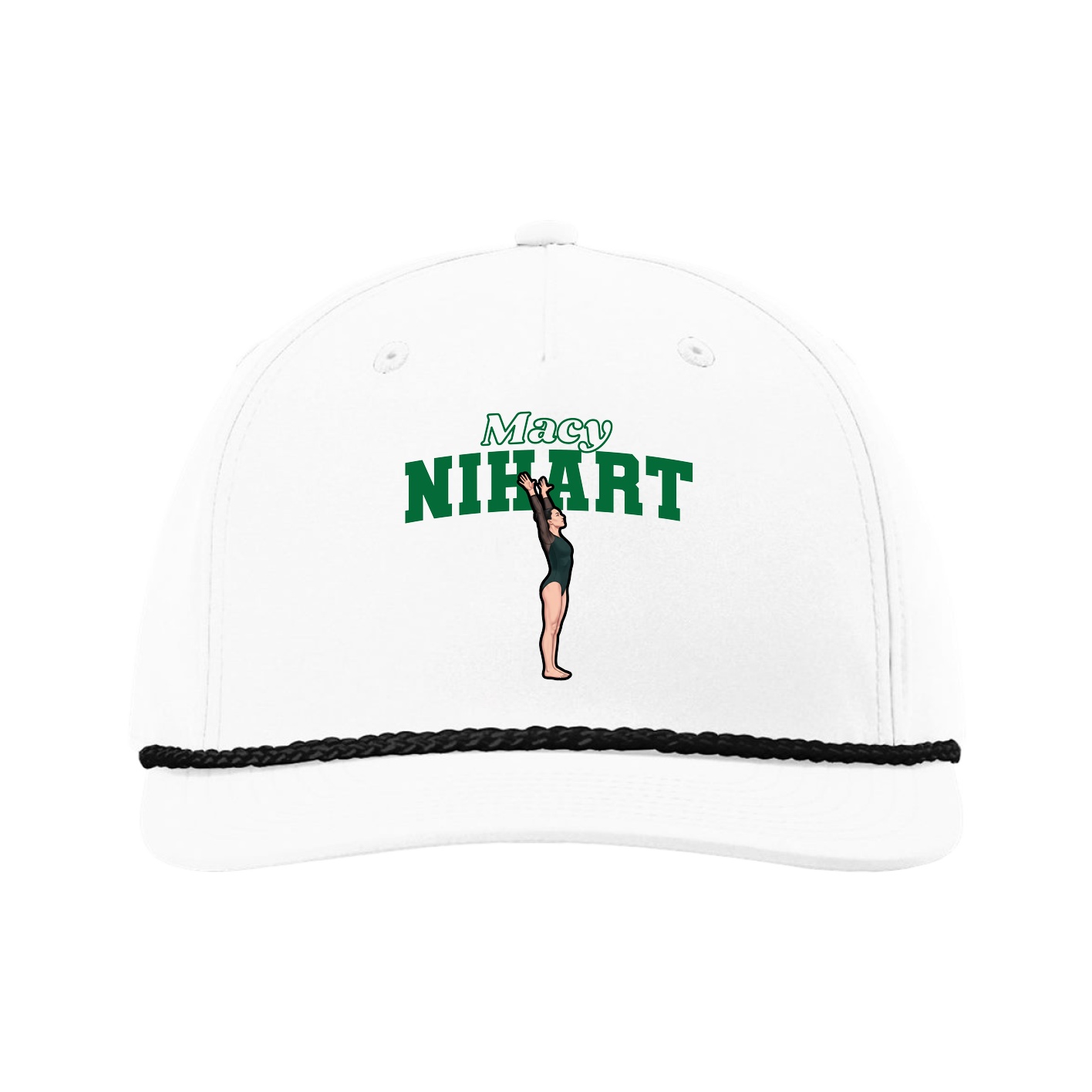 Five-Panel Classic Rope Cap — Name Arch in White