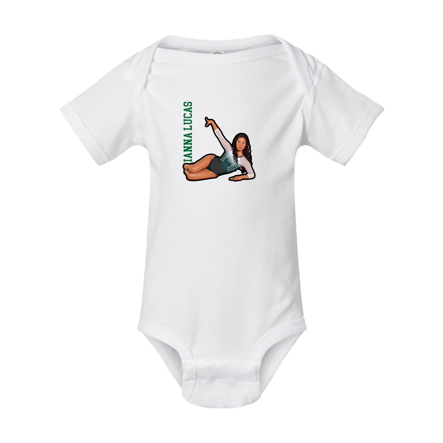 Baby Onesie — Name Vertical in White
