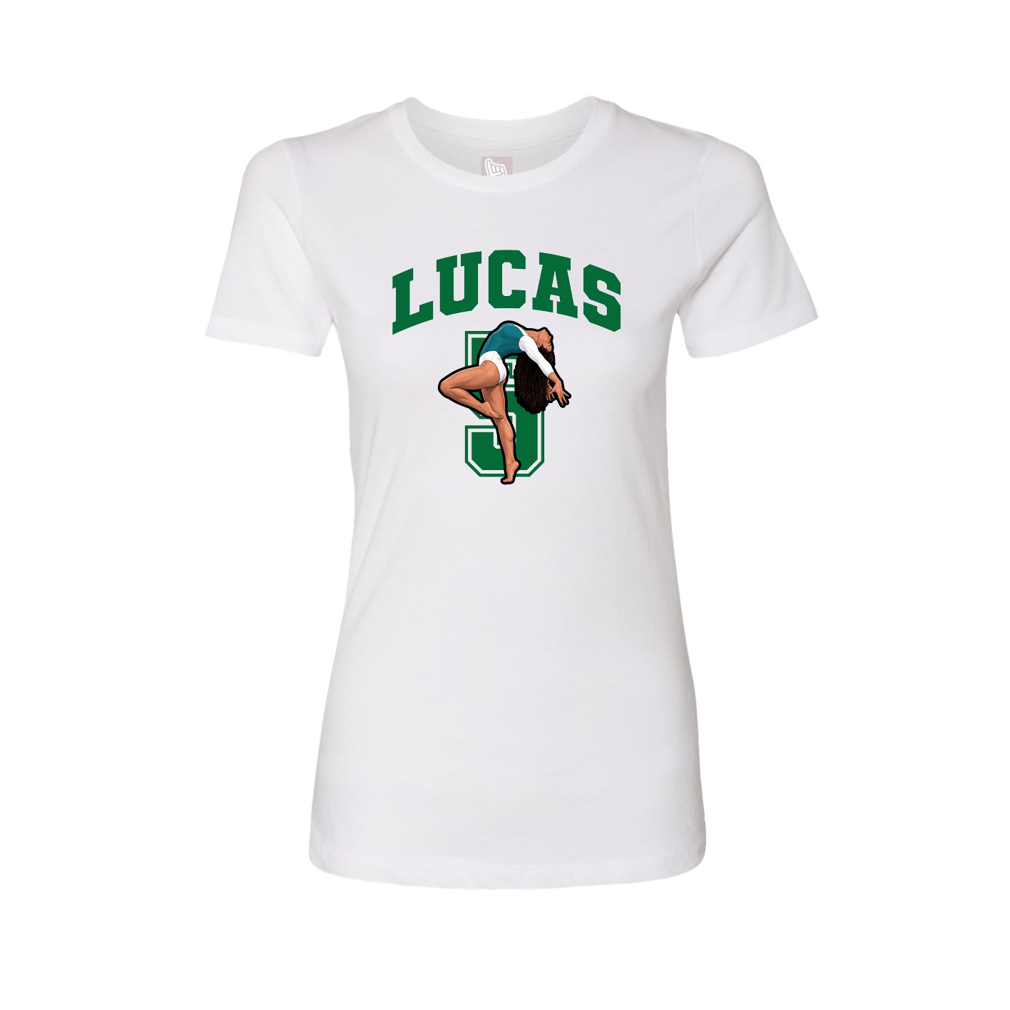 Fitted Women's Tee — Number in White