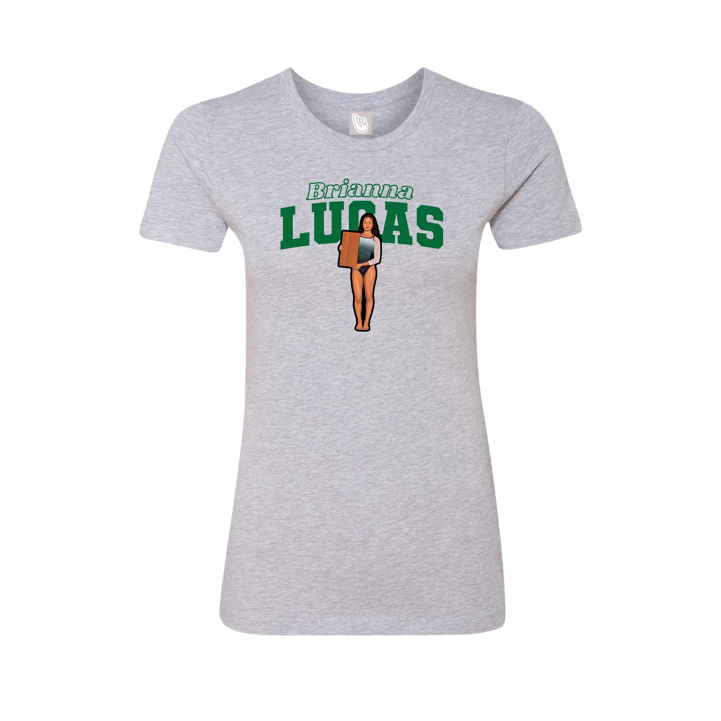 Fitted Women's Tee — Name Arch in Grey