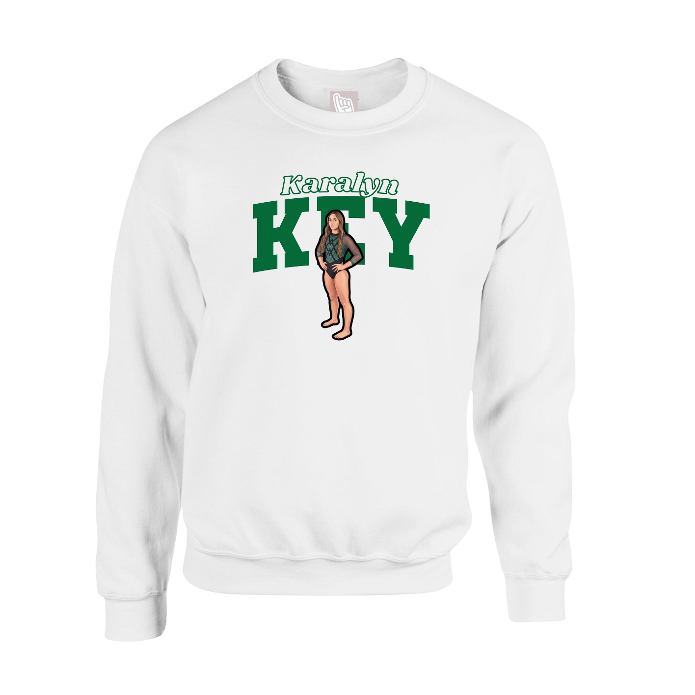 Fleece Crew — Name Arch in White