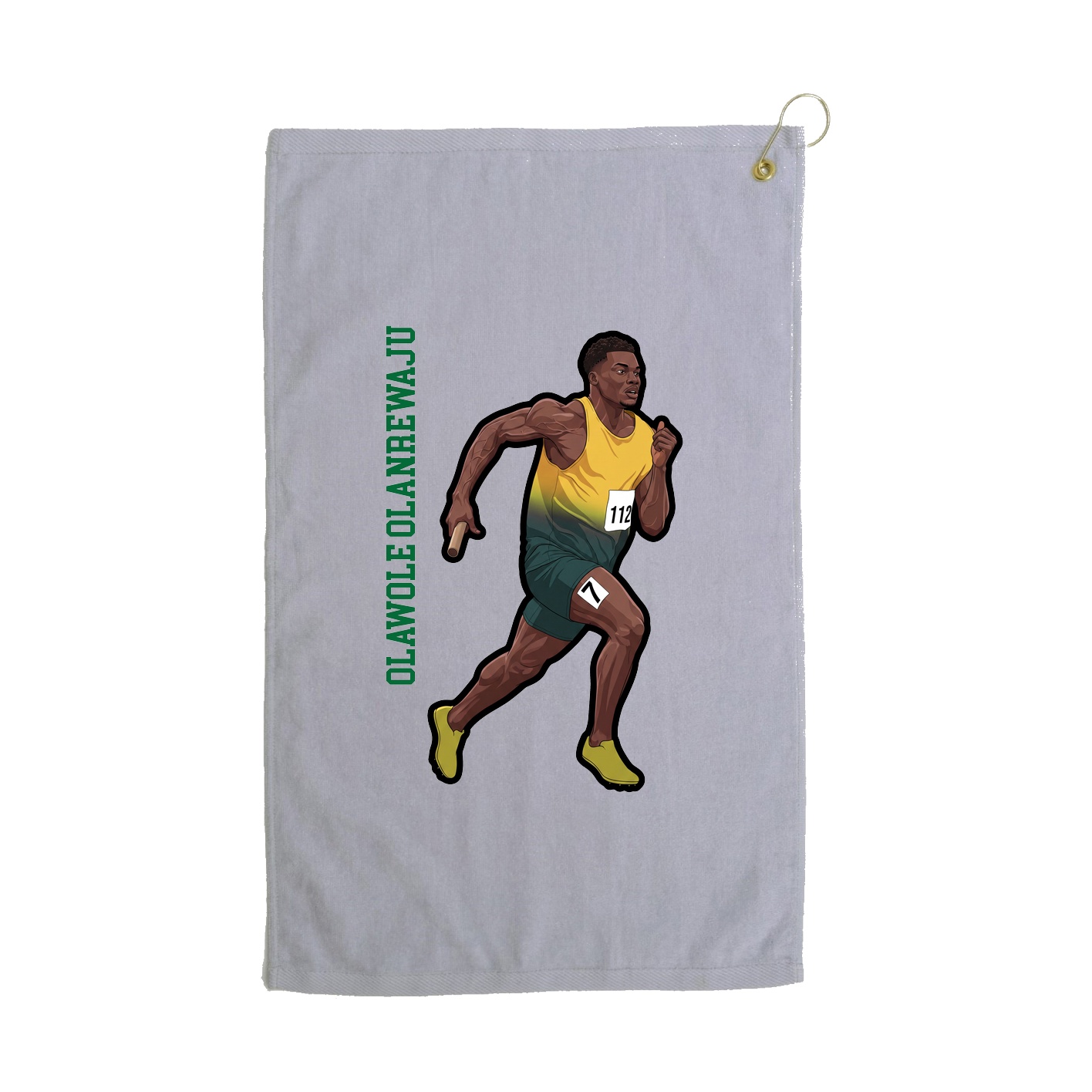 Golf Towel — Name Vertical in Grey