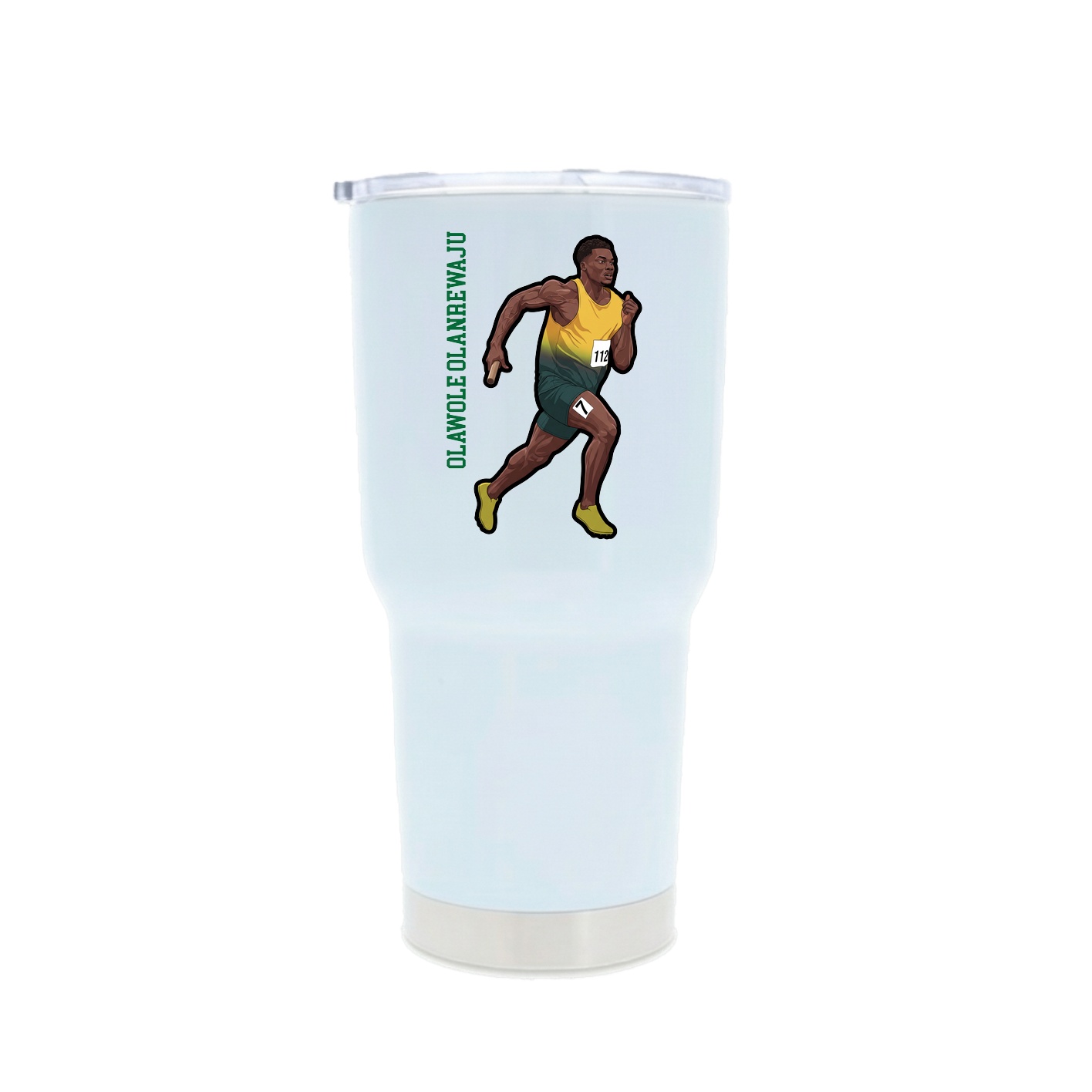 30oz Stainless Steel Tumbler — Name Vertical in White