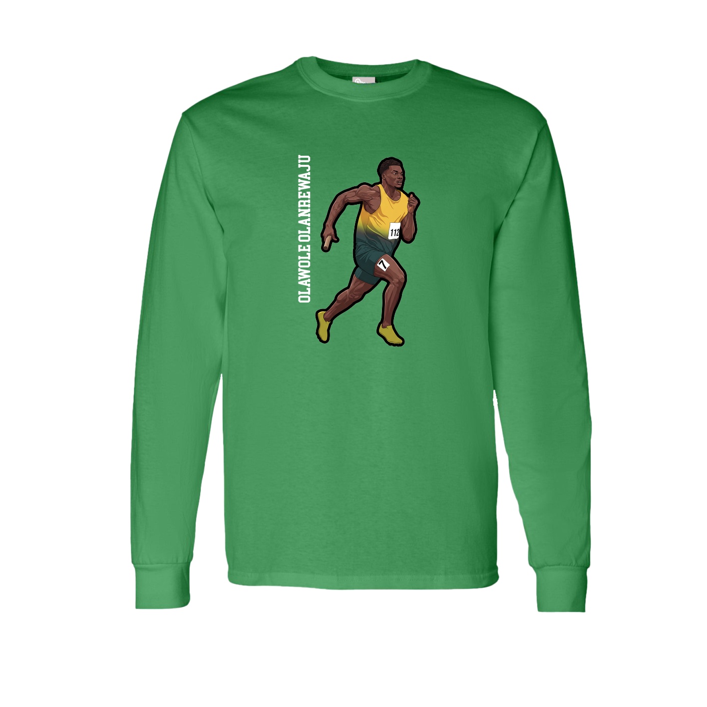 Long Sleeve Tee — Name Vertical in Green