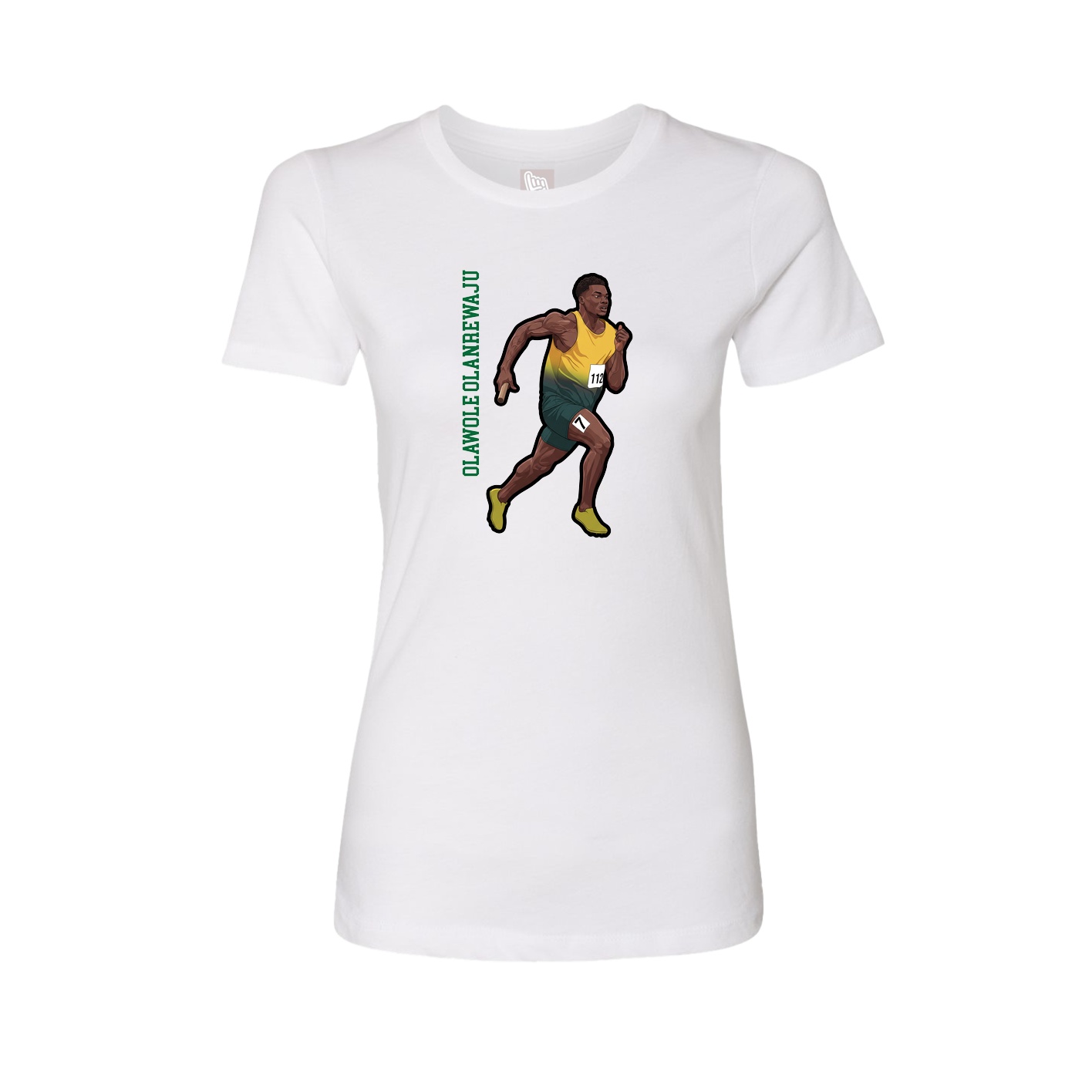 Fitted Women's Tee — Name Vertical in White