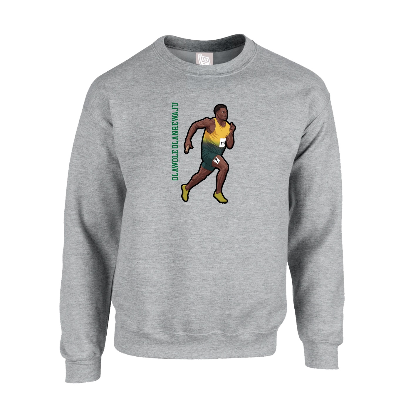 Fleece Crew — Name Vertical in Grey