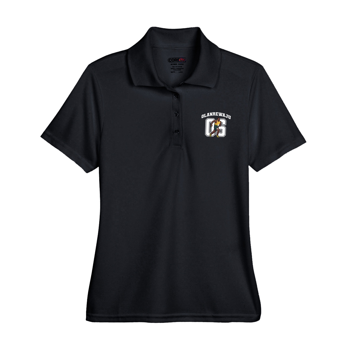 Womens Performance Polo — Number in Black