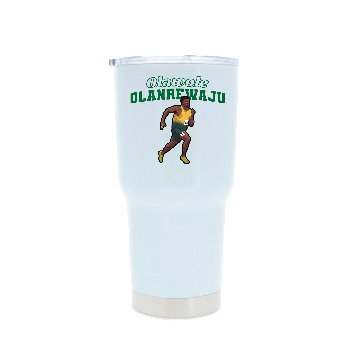 30oz Stainless Steel Tumbler — Name Arch in White