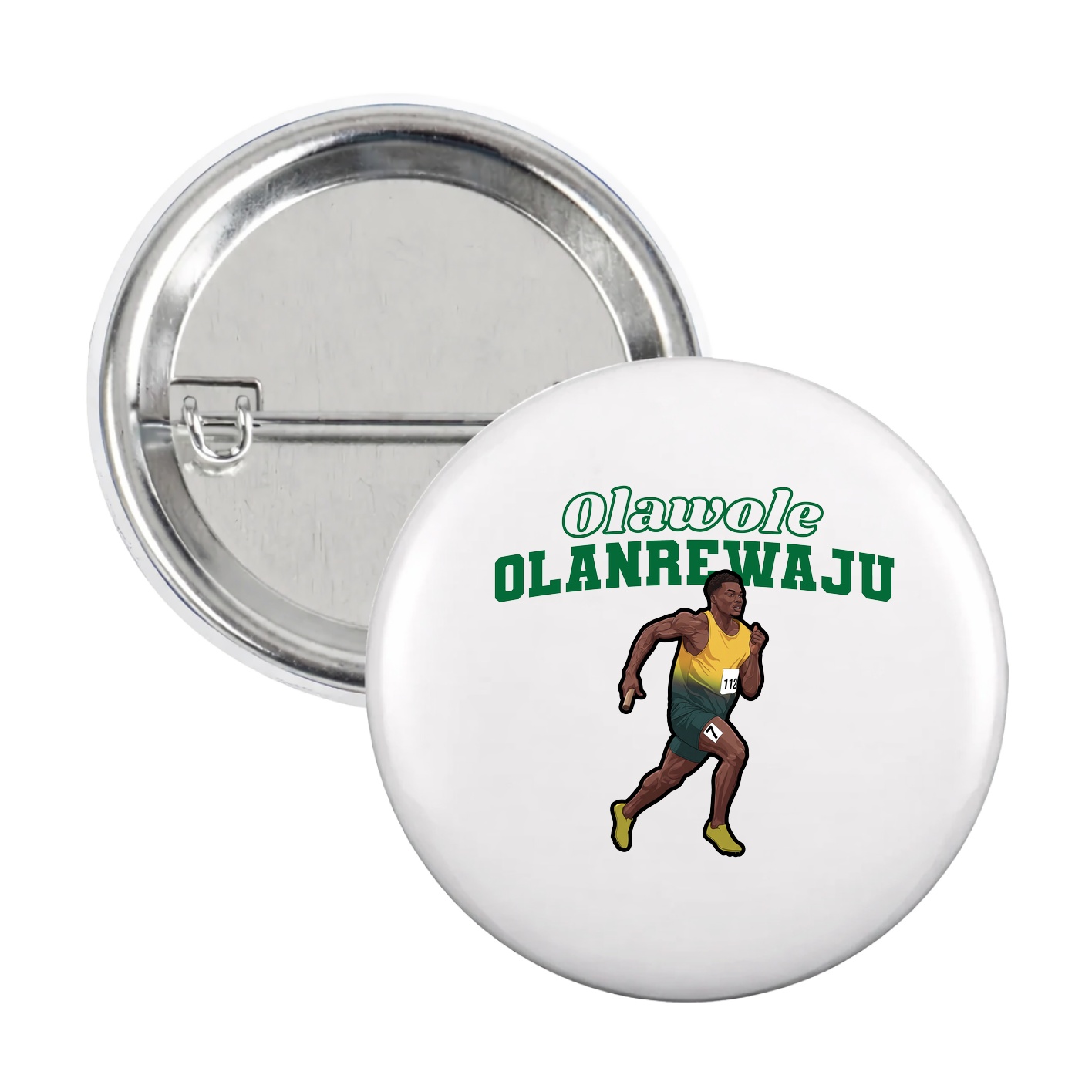 Game Day Button — Name Arch in White