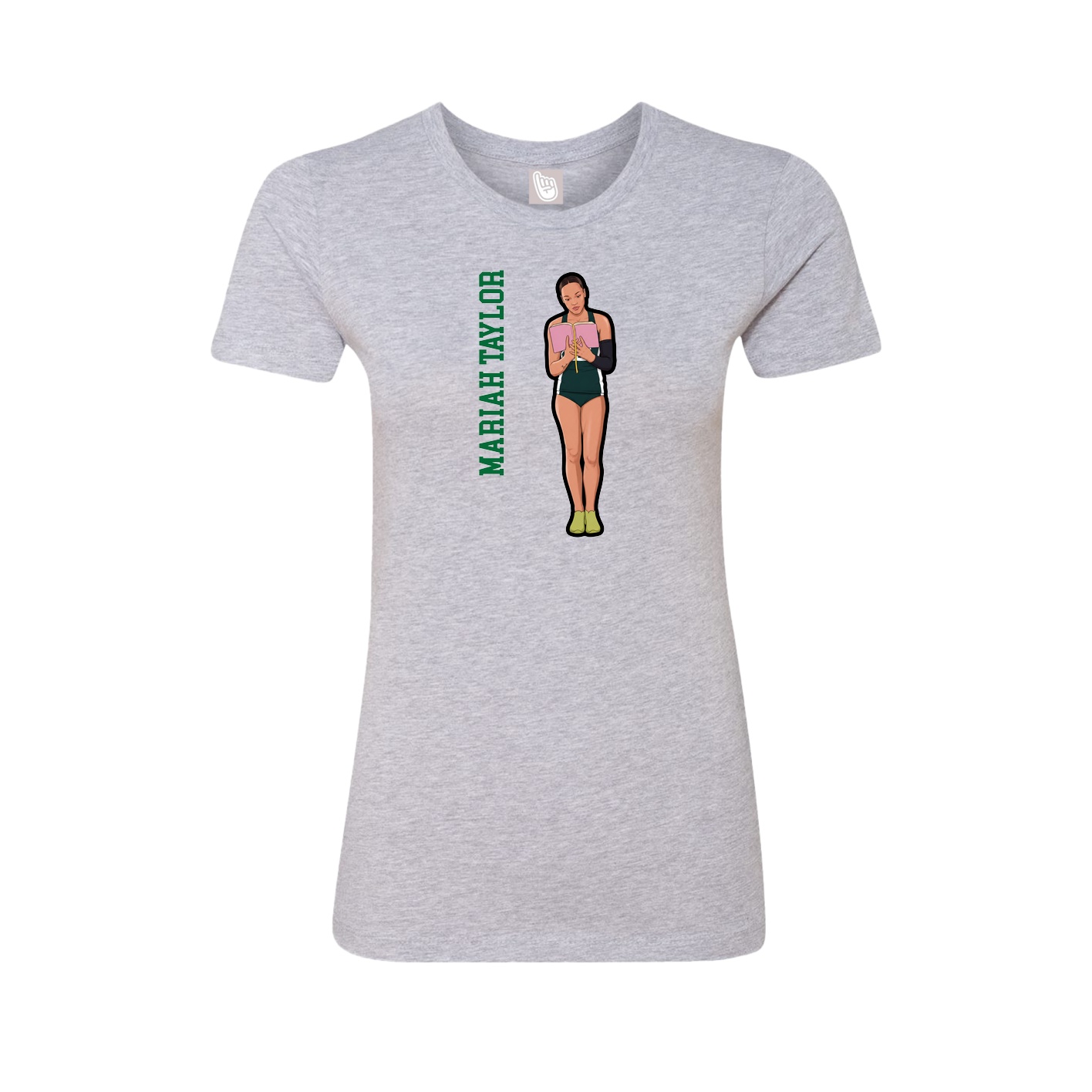 Fitted Women's Tee — Name Vertical in Grey