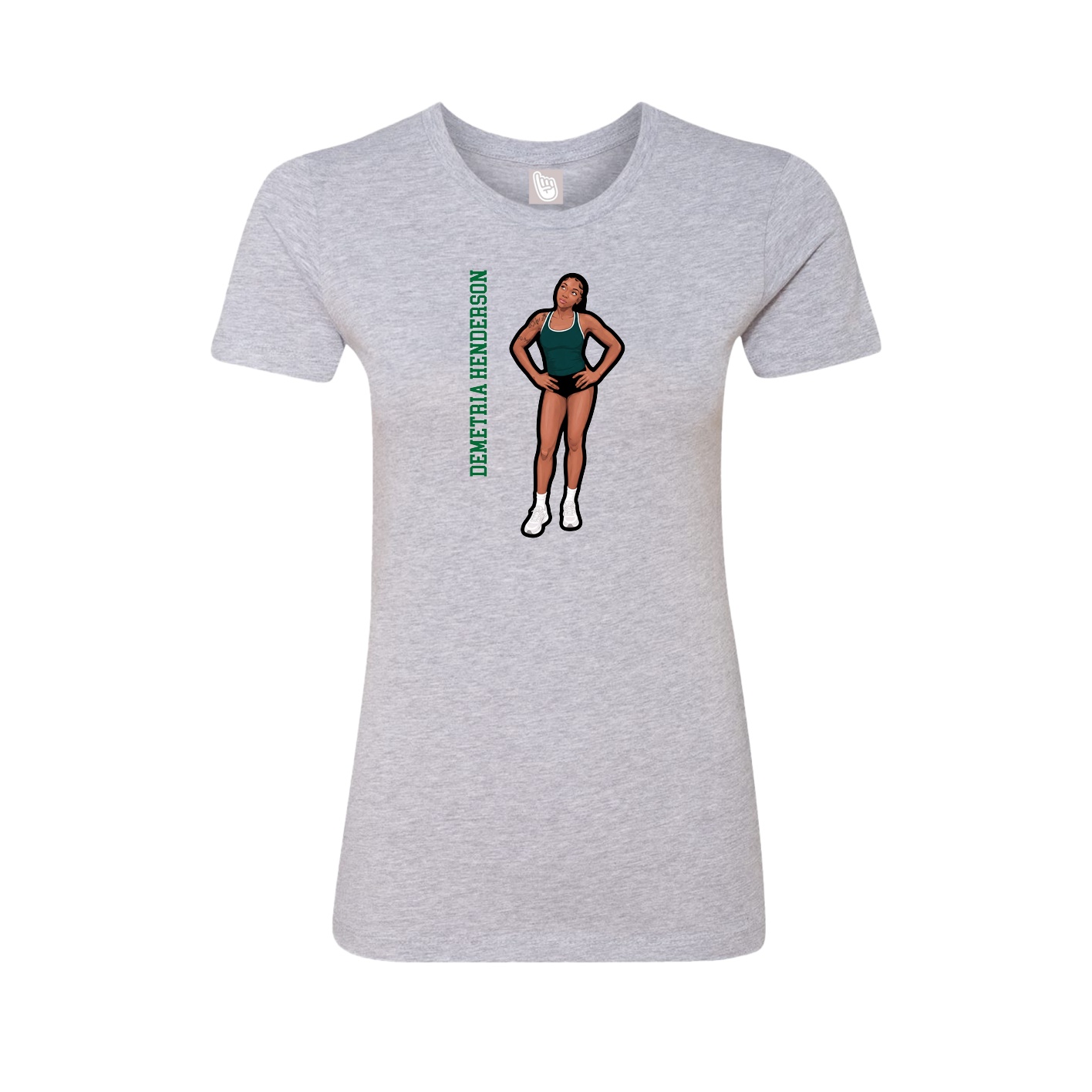 Fitted Women's Tee — Name Vertical in Grey