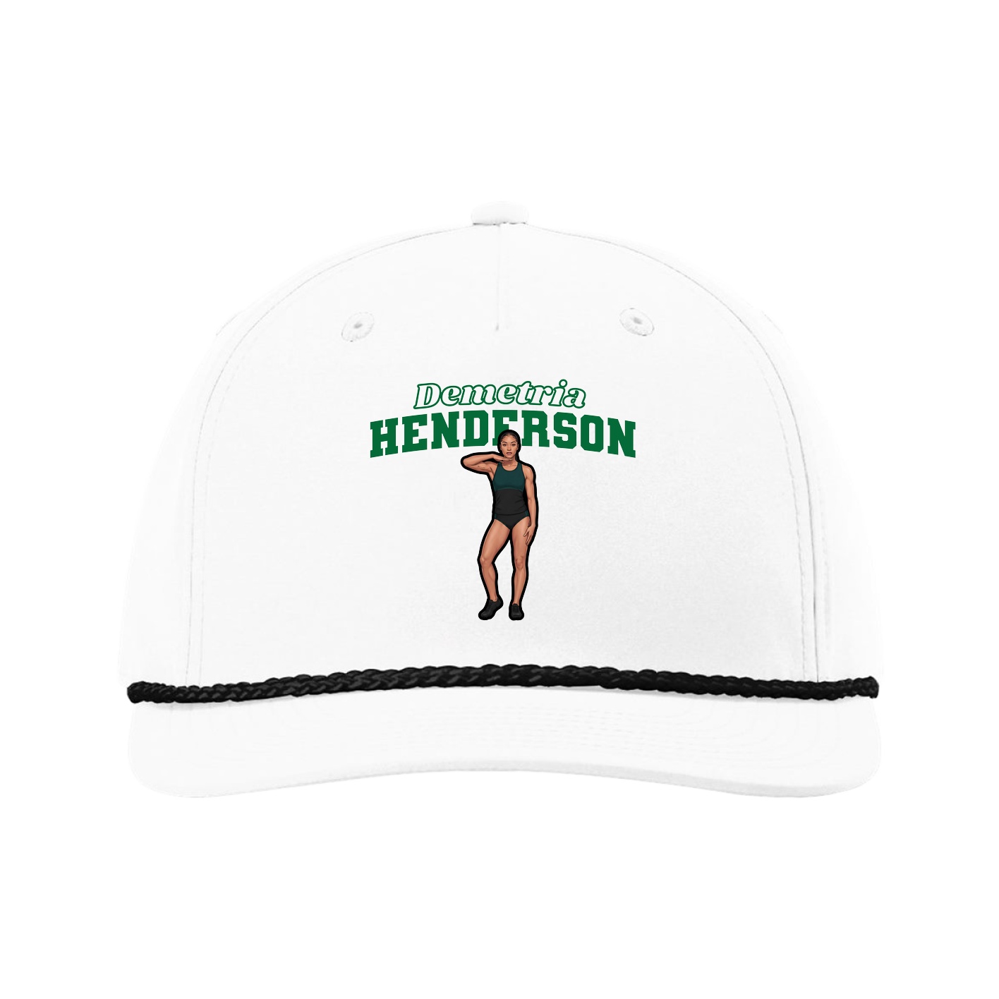 Five-Panel Classic Rope Cap — Name Arch in White