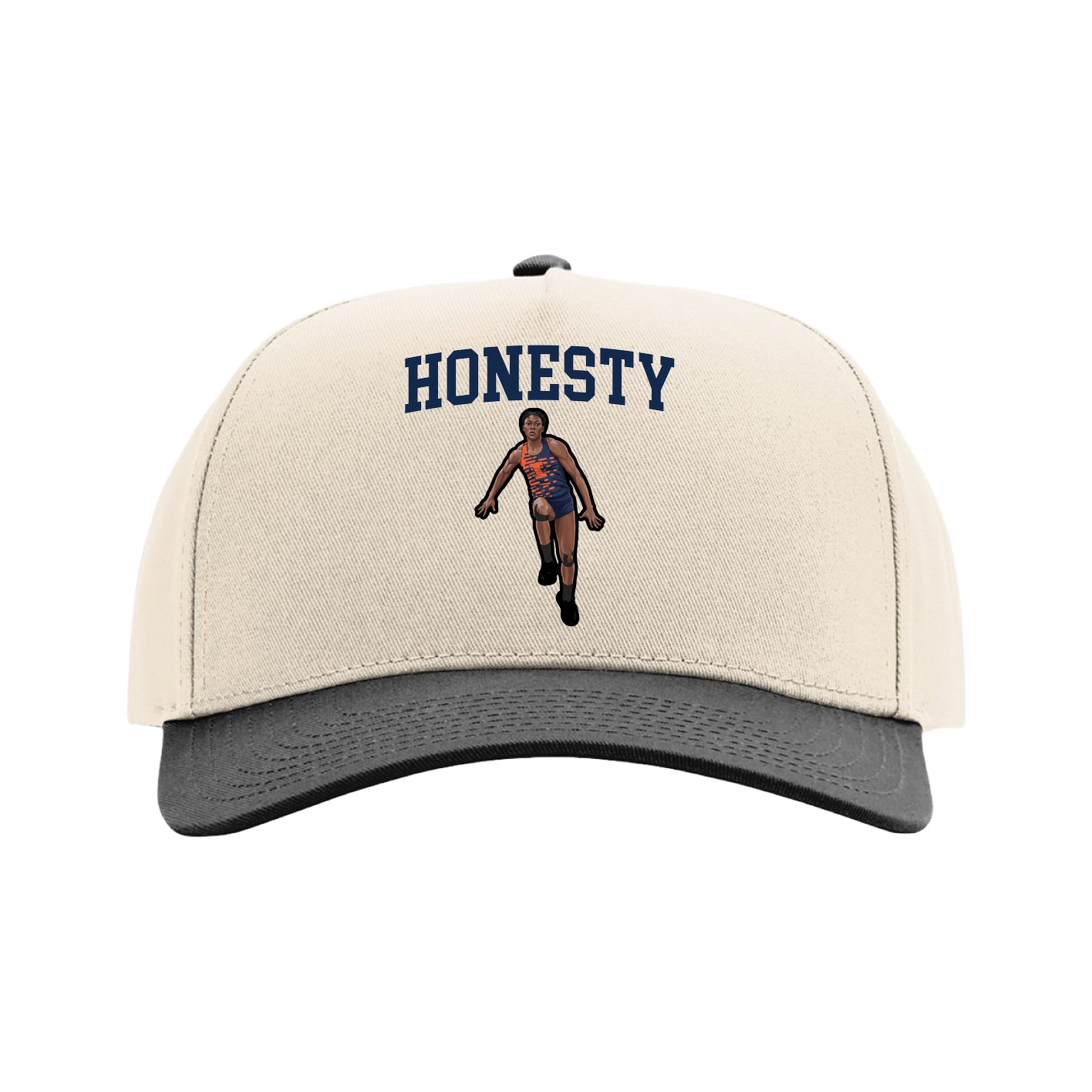 Full Fabric Five-Panel Champ Cap — Shirsey in Cream/Black