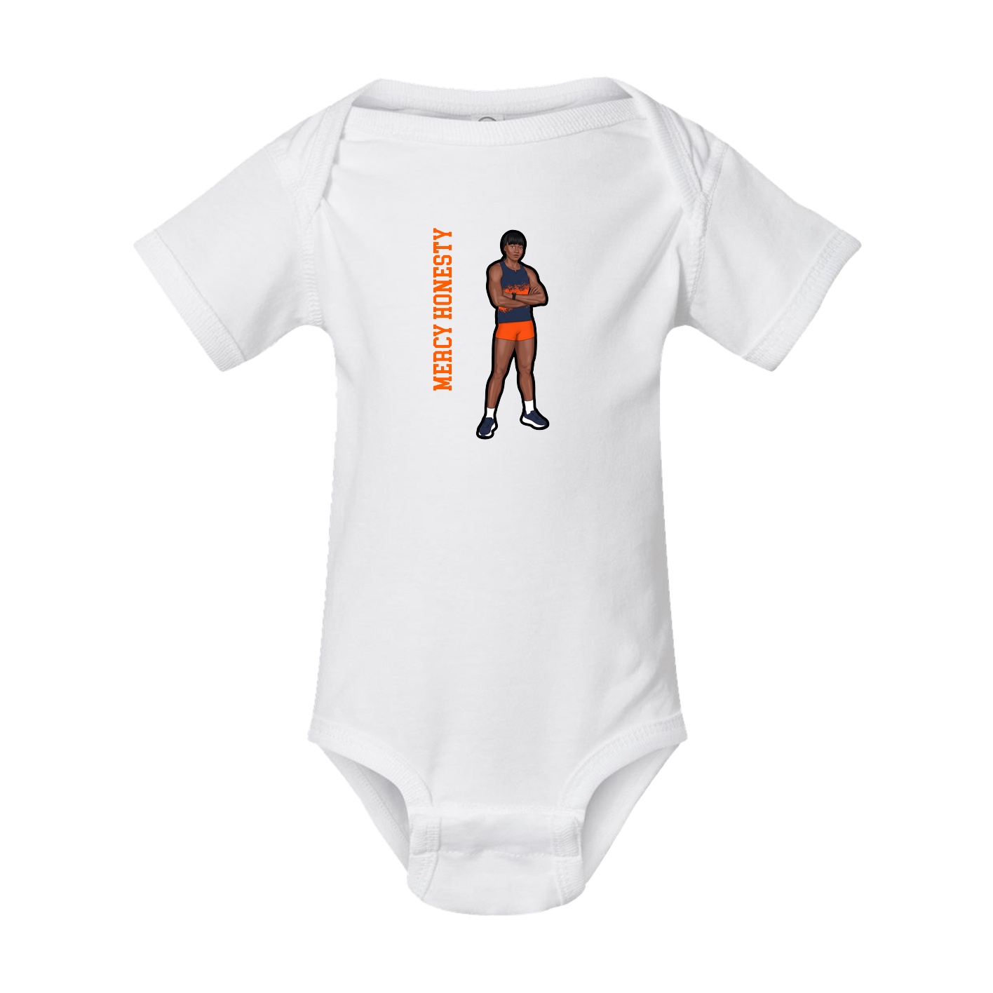Baby Onesie — Name Vertical in White