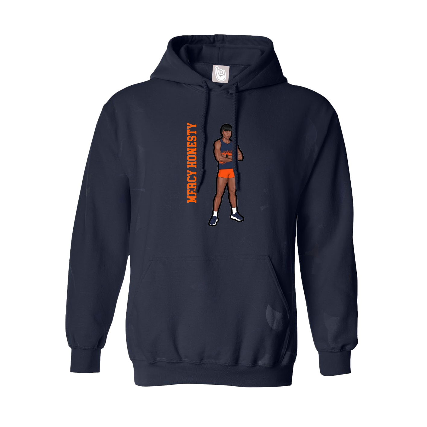 Hoodie — Name Vertical in Navy