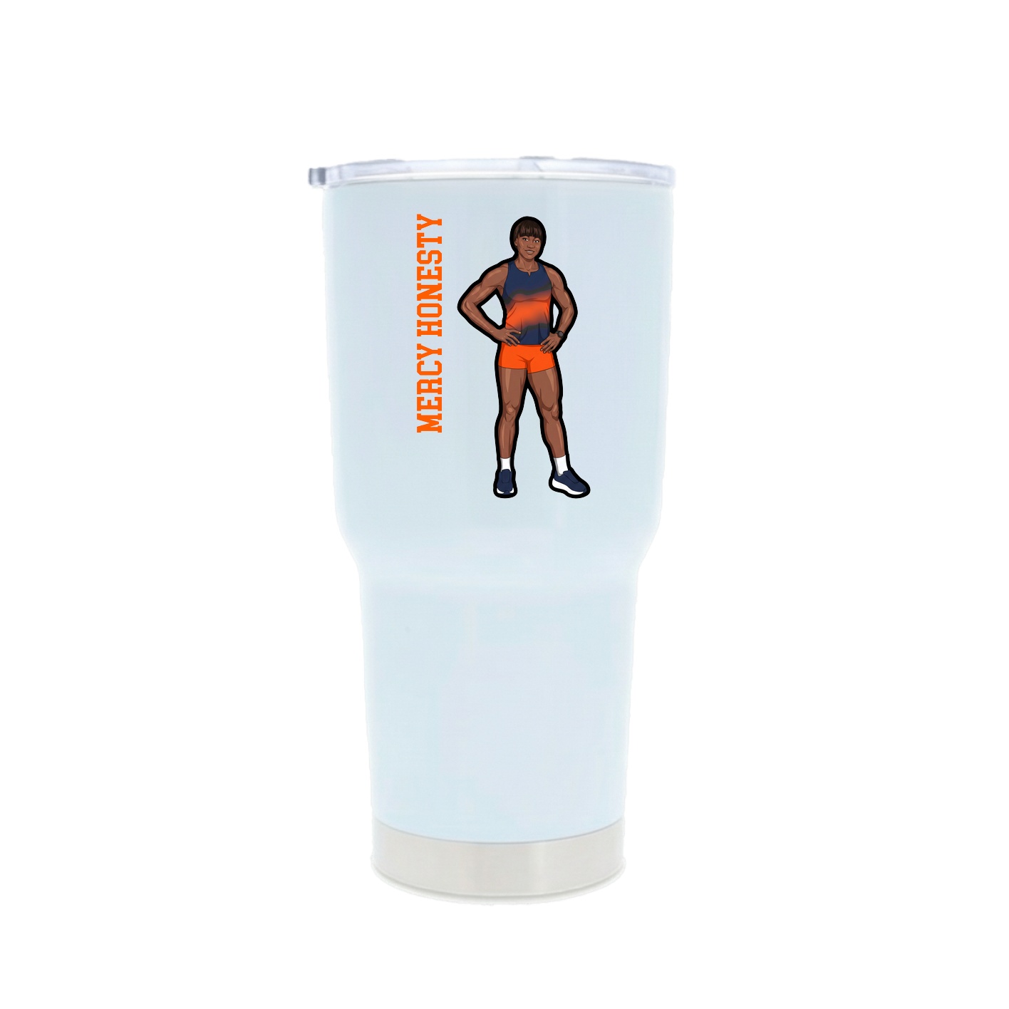 30oz Stainless Steel Tumbler — Name Vertical in White