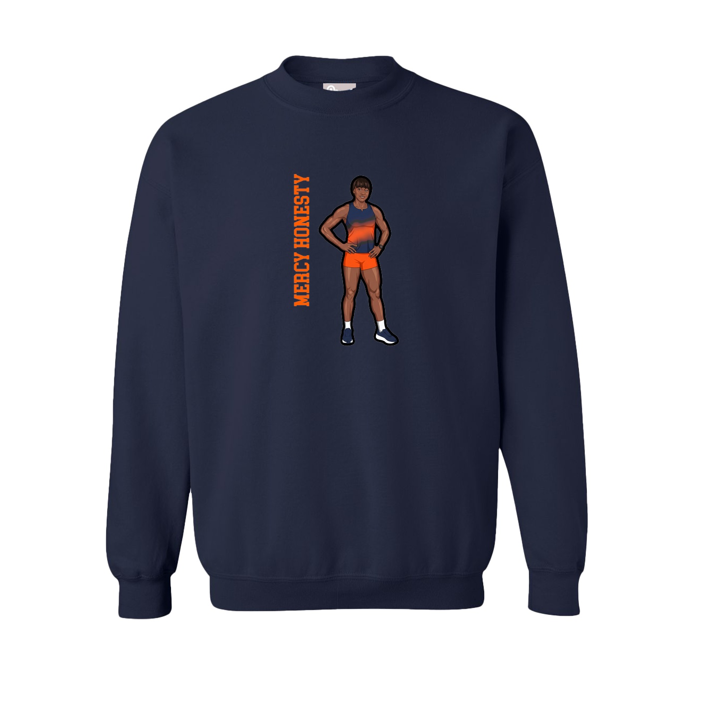 Fleece Crew — Name Vertical in Navy