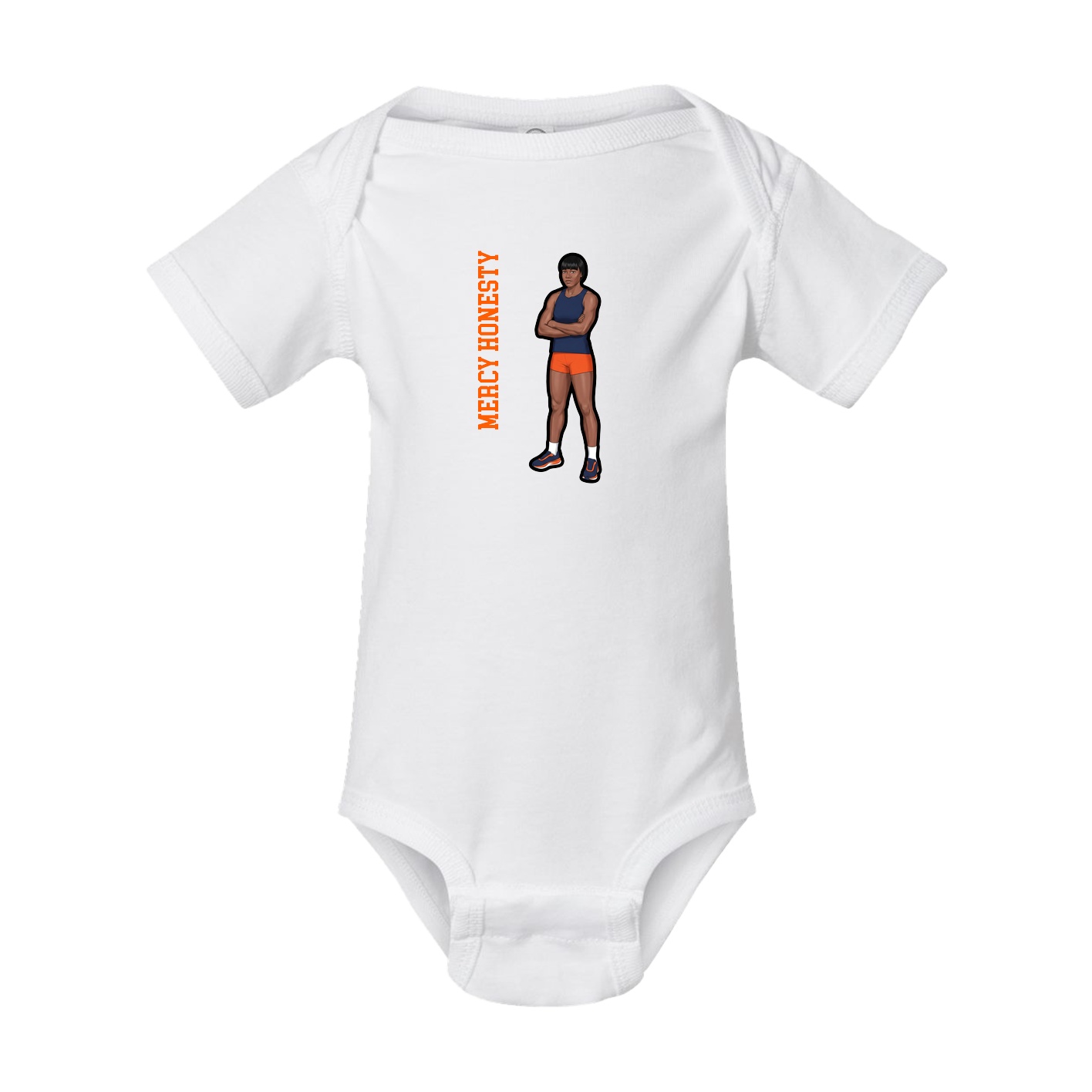 Baby Onesie — Name Vertical in White