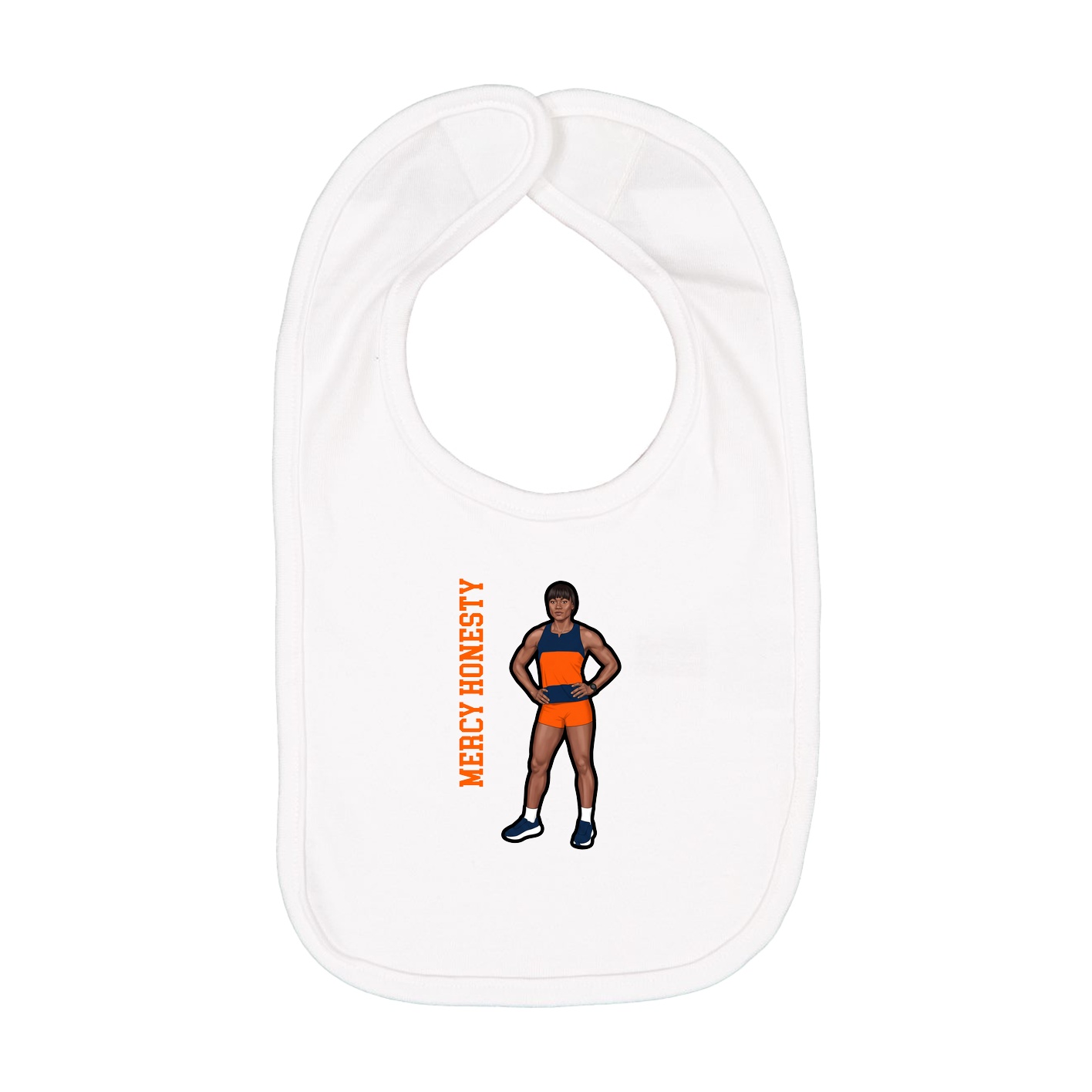 Infant Bib — Name Vertical in White