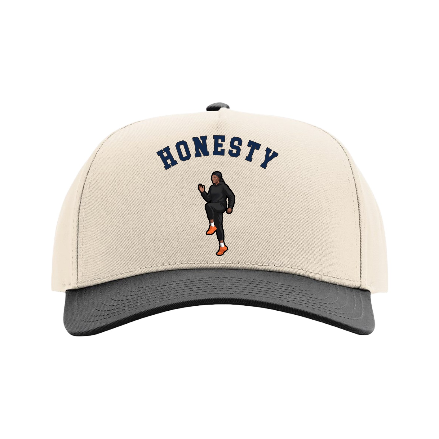 Full Fabric Five-Panel Champ Cap — Shirsey Arch in Cream/Black